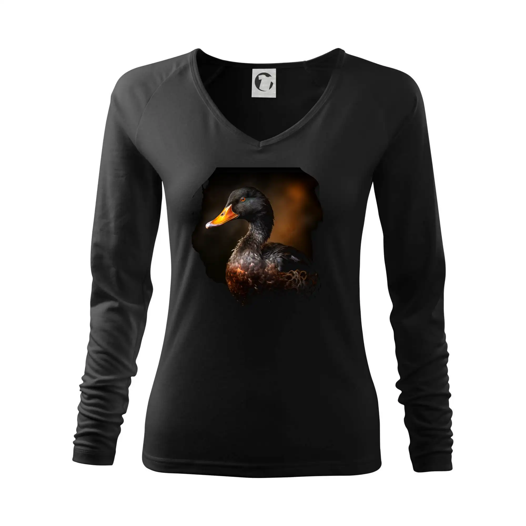 Tričká so zvieratami - Kačica z boku čierna fotka - Tričko dámske Elegance