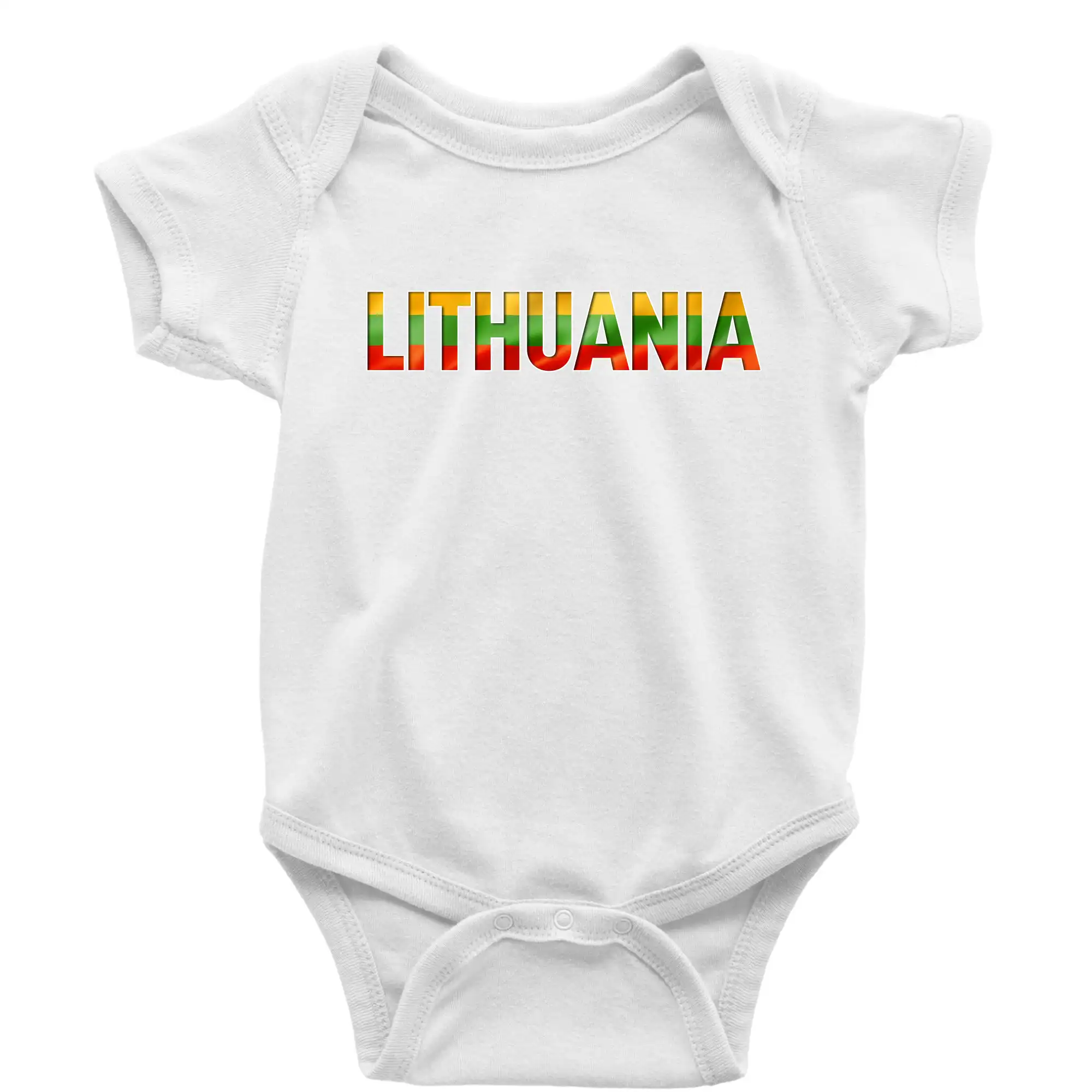 Motívy štátnych vlajok - Lithuania - nápis vlajka - Body dojčenské s krátkym rukávom