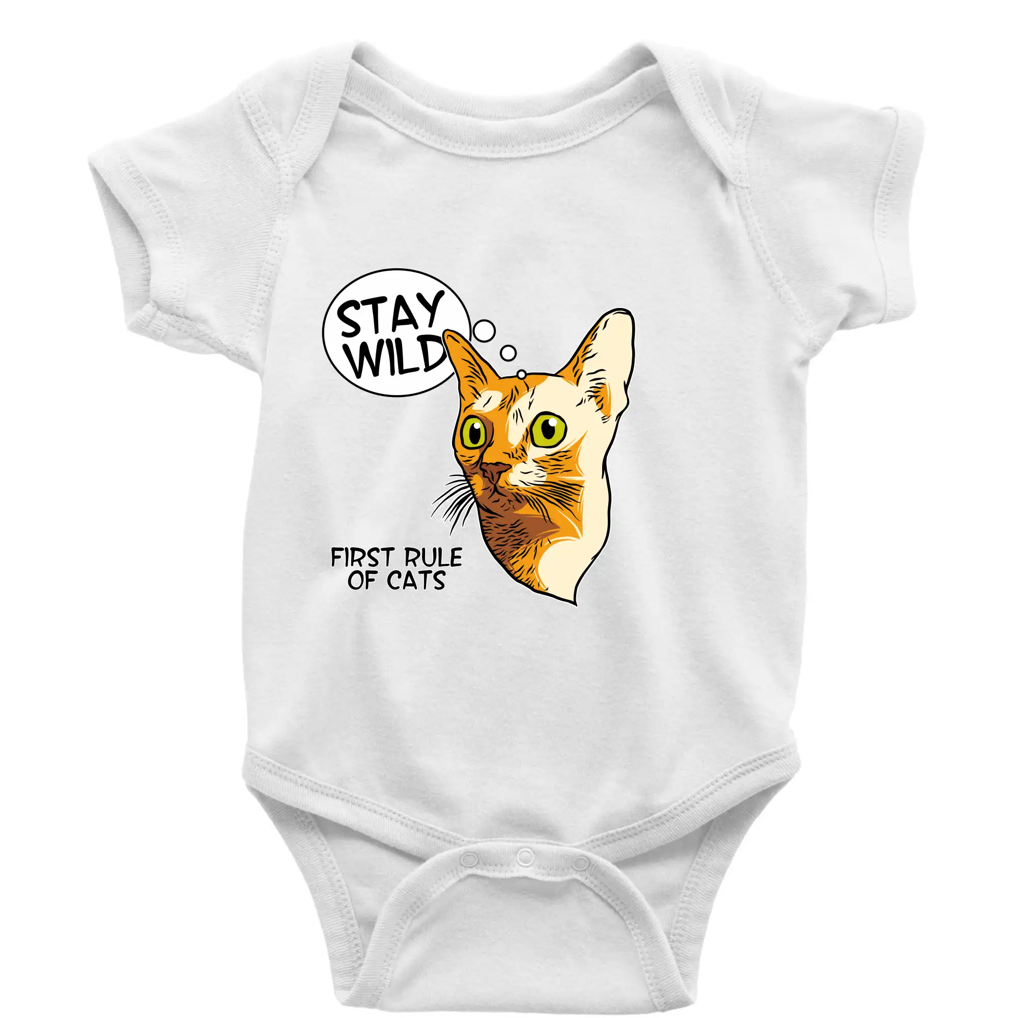 Vtipná tričká s mačkou - Mačka stay wild - Body dojčenské s krátkym rukávom