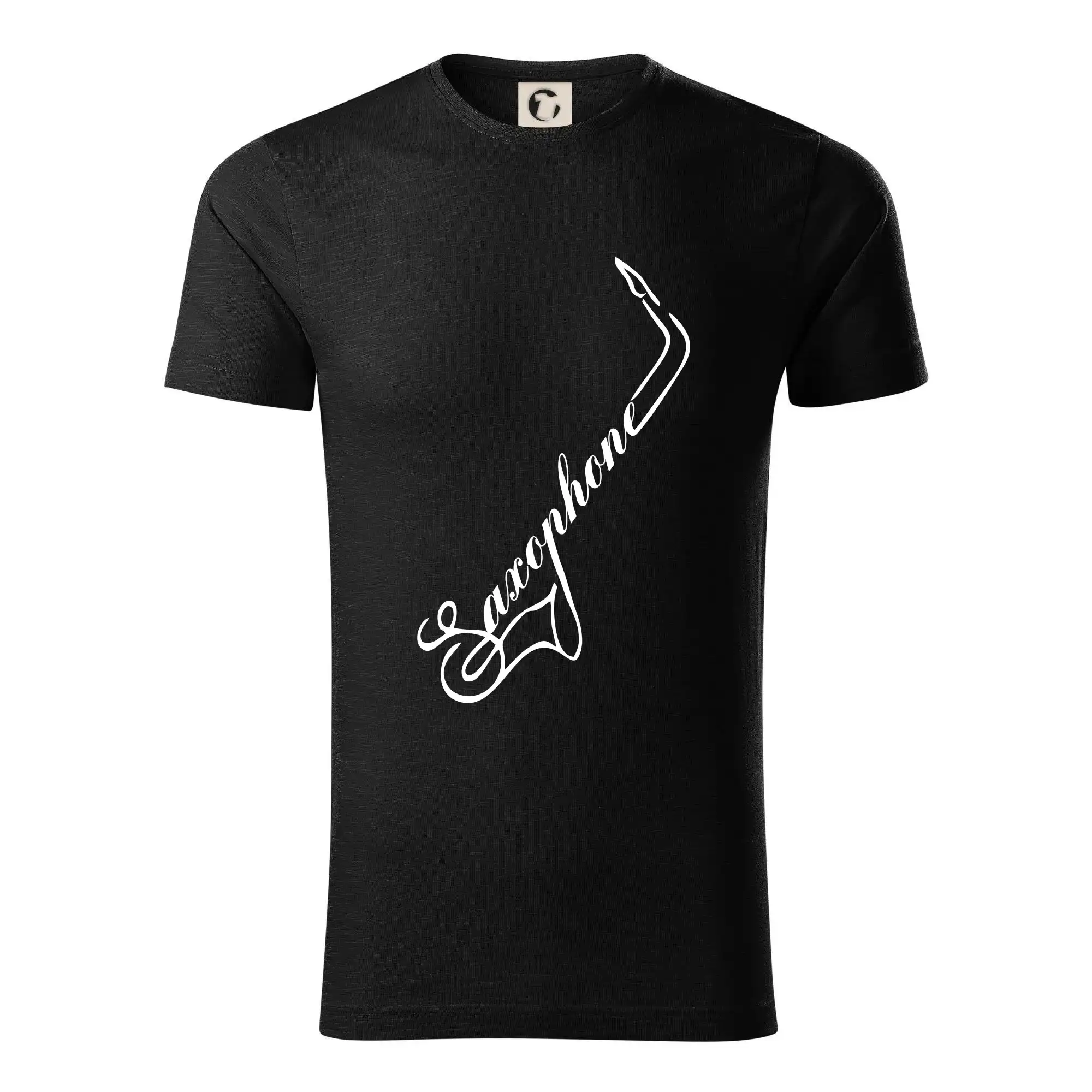 Hudobné tričká - Saxophone nápis - Tričko z organickej bavlny