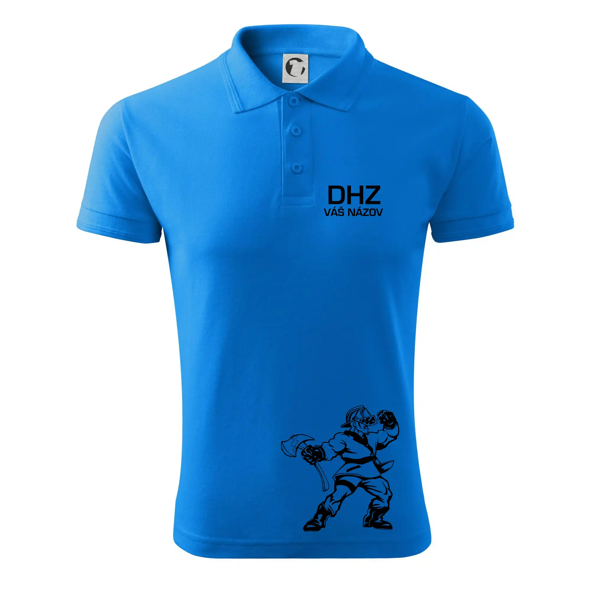 Originálne tričká pre hasičov - DHZ postava - vlastný názov - Polokošeľa pánska Pique Polo 203