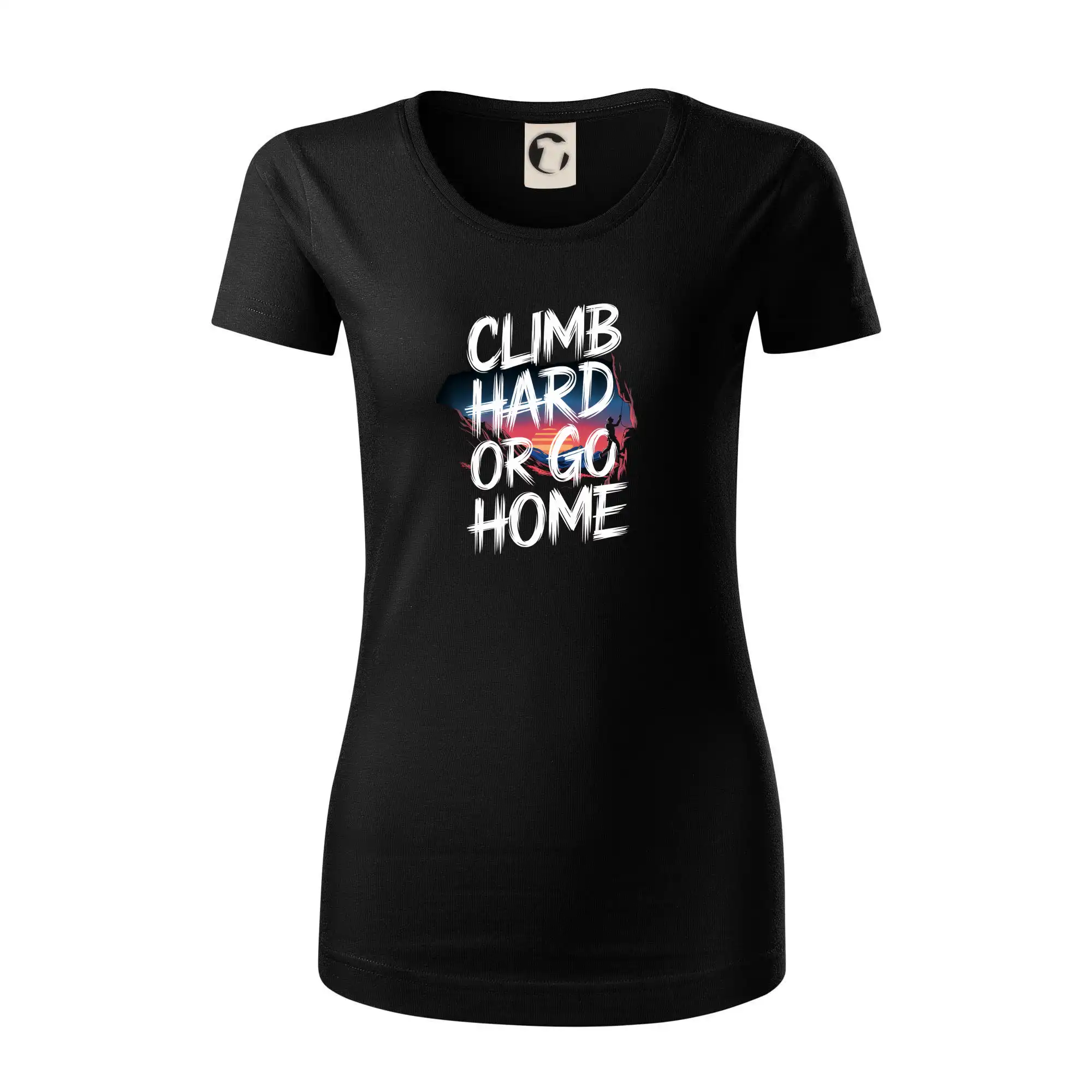 Trička pro horolezcov - Nočná krajina - Climb hard or go home - Dámske tričko z organickej bavlny Origin (GOTS)