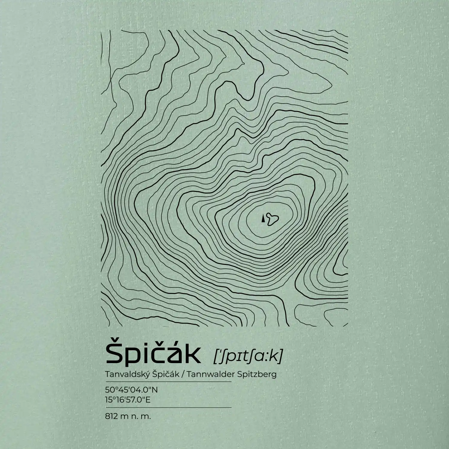 Špičák - vrstevnice v obdélníku