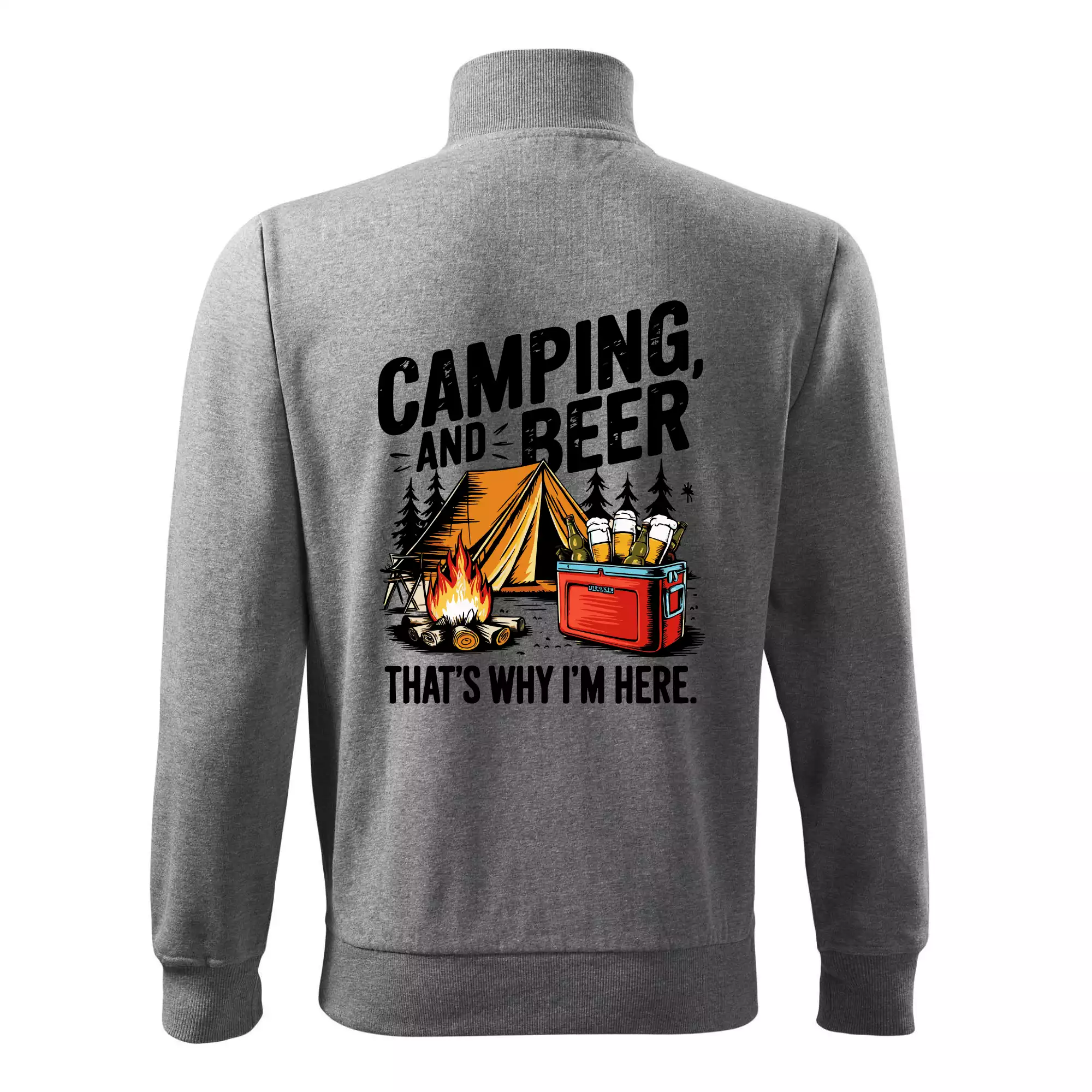 Černý nápis nápis Camping and beer