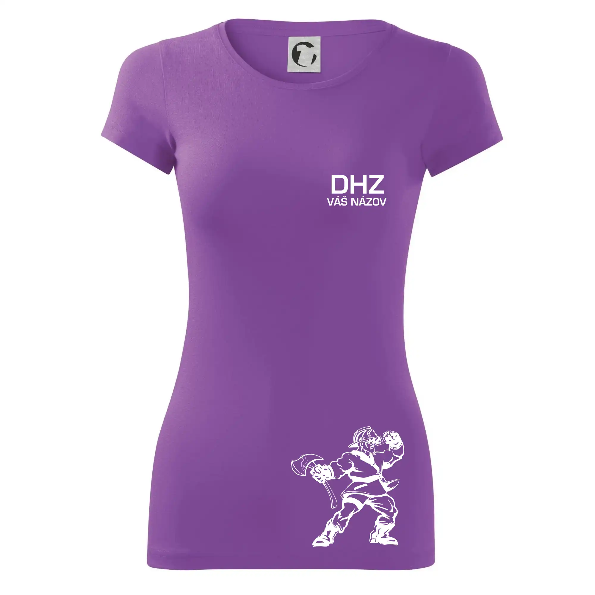 Originálne tričká pre hasičov - DHZ postava - vlastný názov - Dámske tričko Glance - Priliehavejší strih