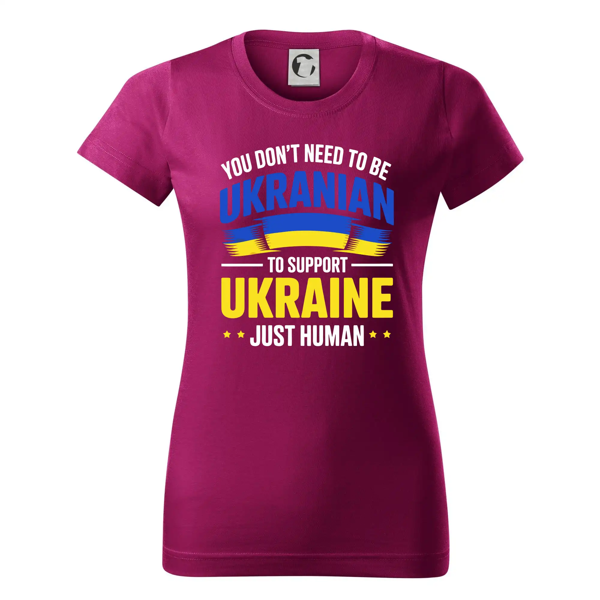 Tričká s vlajkou ukrajiny - You don't need to be Ukrainian to support Ukraine just human - Dámske tričko basic - ľahko voľnejšie a dlhšie