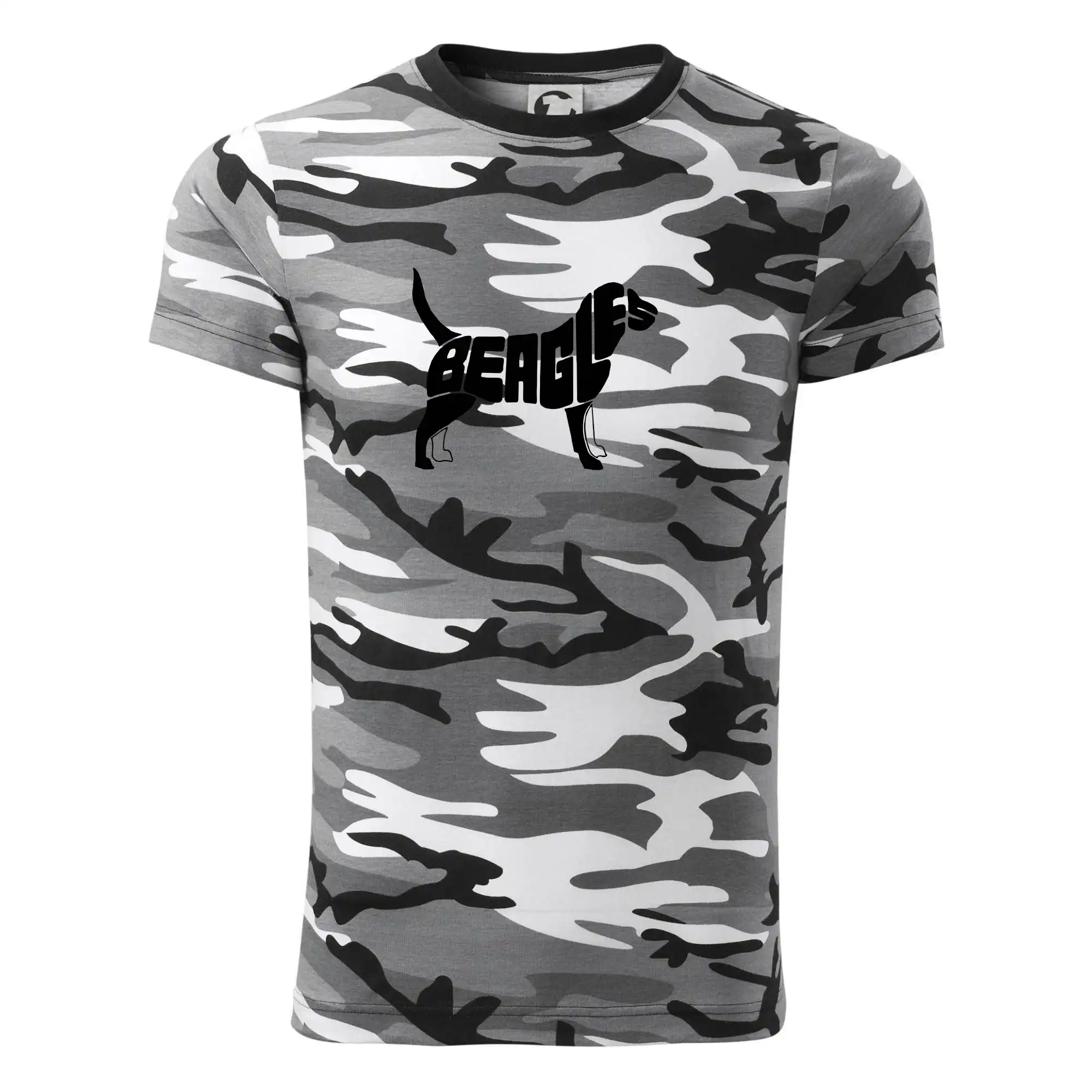 Bígl na tričku - Bígl - nápis v tele - Army CAMOUFLAGE