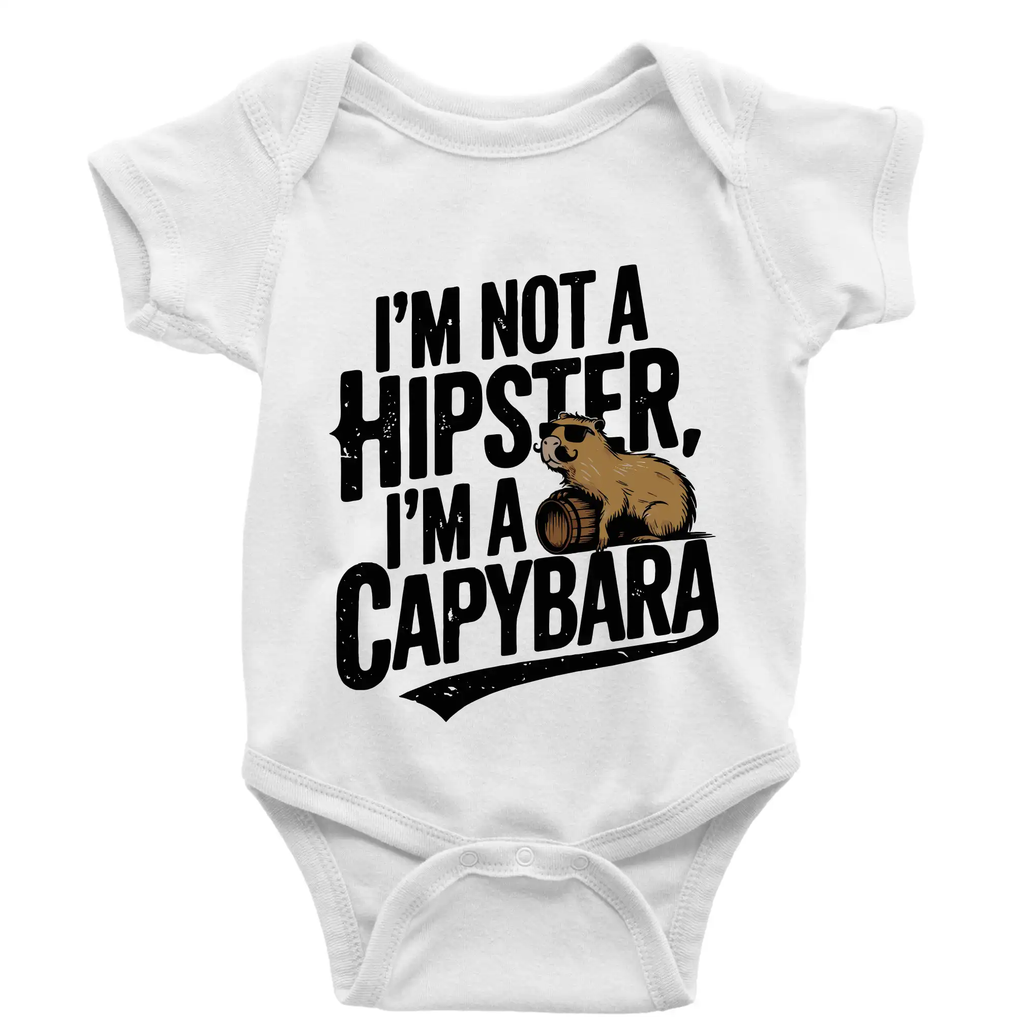 Tričká so zvieratami - I'm not a hipster, I'm a capybara - Body dojčenské s krátkym rukávom