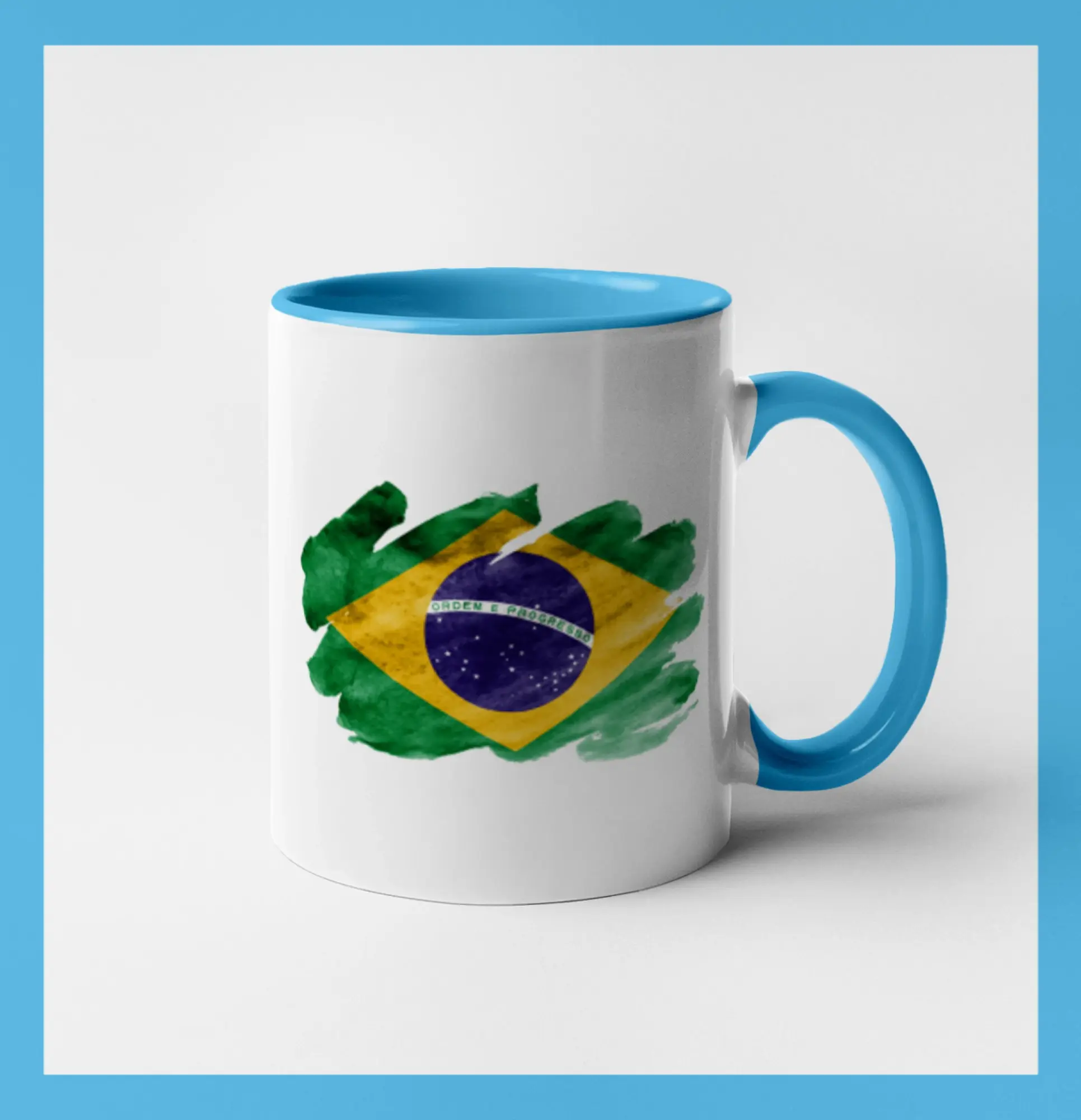 Motívy štátnych vlajok - Brazília vlajka vodovej farby - Hrnček 