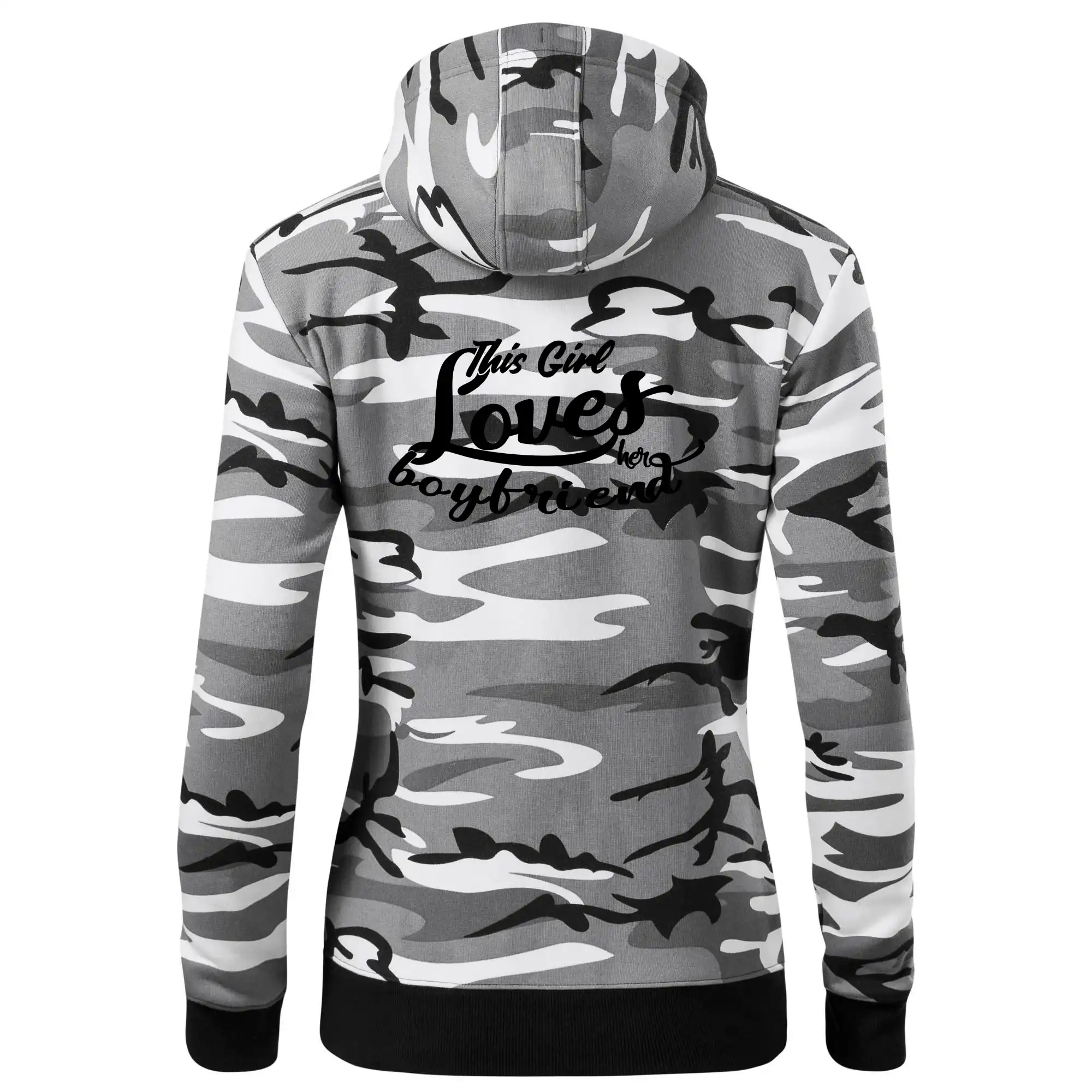 Tričká na párty - This Girl Loves her Boyfriend - Mikina dámska trendy zipper s kapucňou
