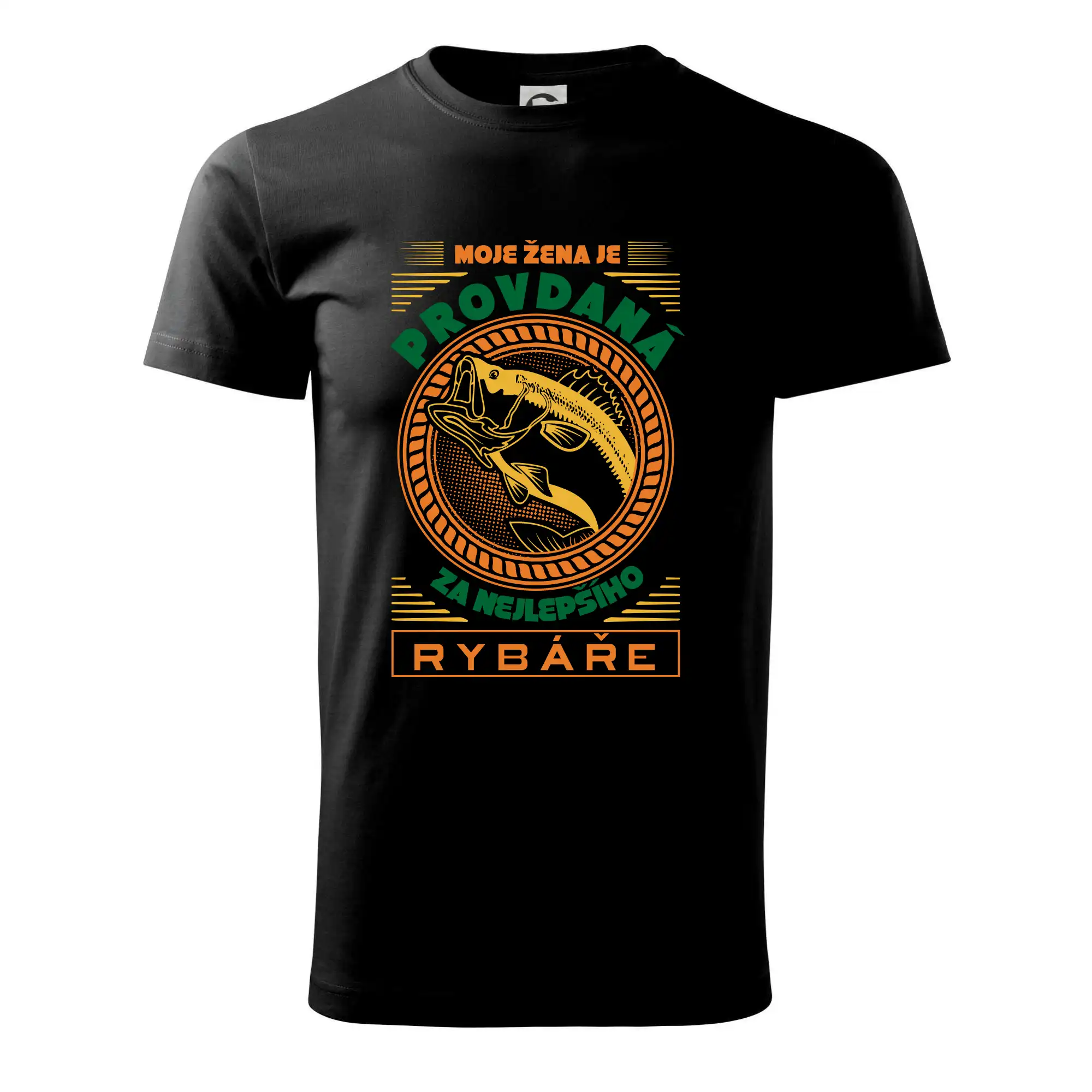 Tričká pre rybárov s potlačou - MOJA ŽENA JE vydatá za najlepšieho rybárov - Tričko extra veľké  (5-8XL)