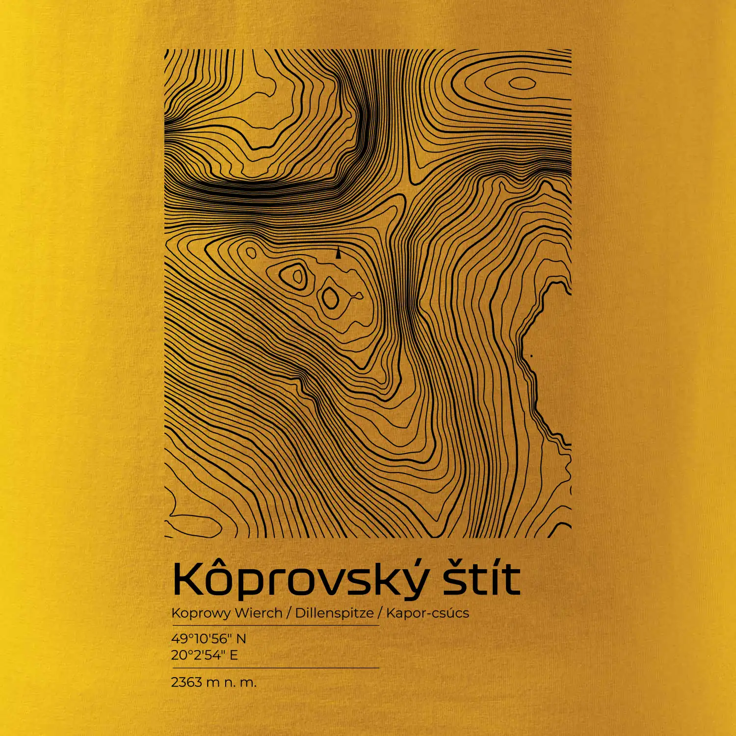 Kôprovský štít - vrstevnice v obdélníku