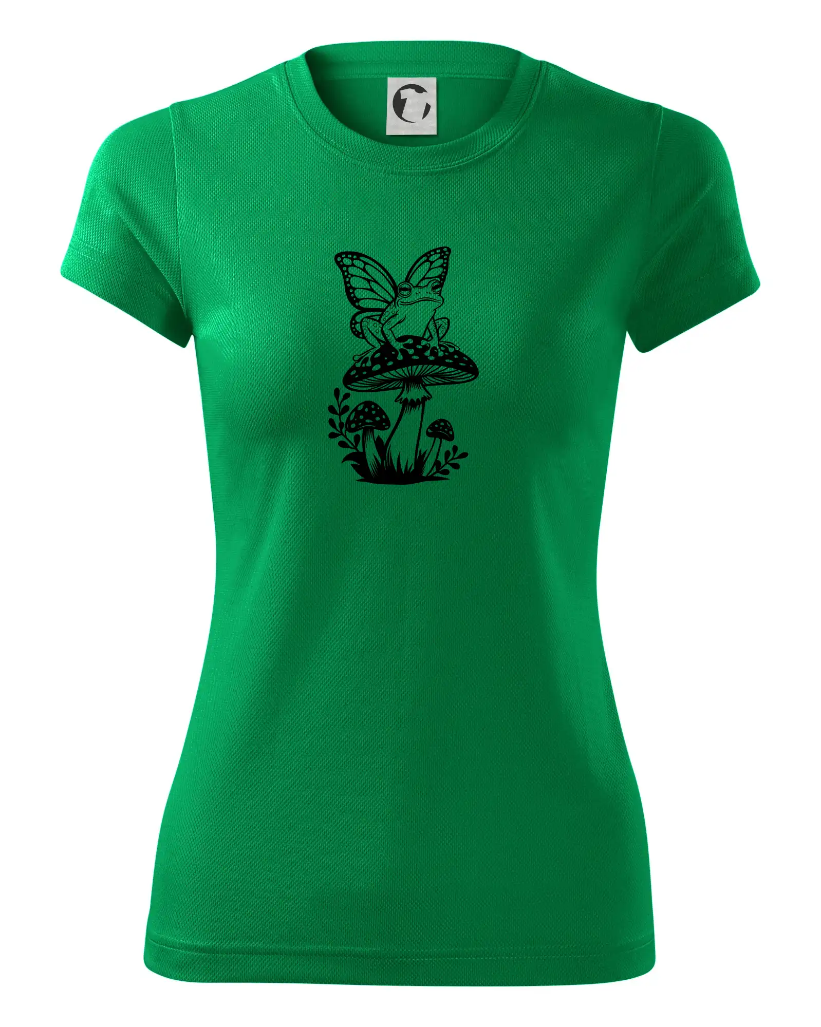 Goblincore černá houba se žábou