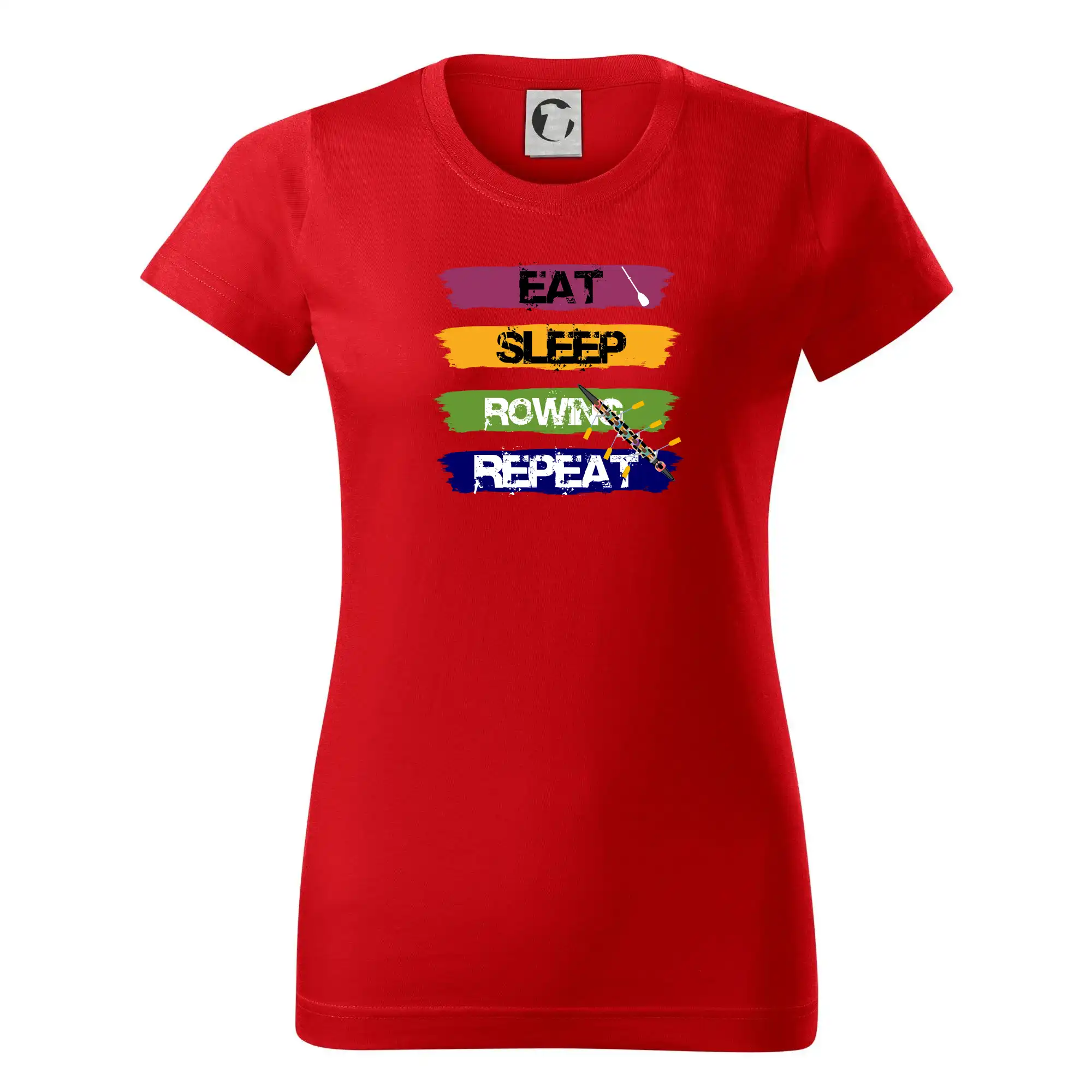 Vodácke tričká - Eat sleep rowing repeat farebné - Dámske tričko basic - ľahko voľnejšie a dlhšie