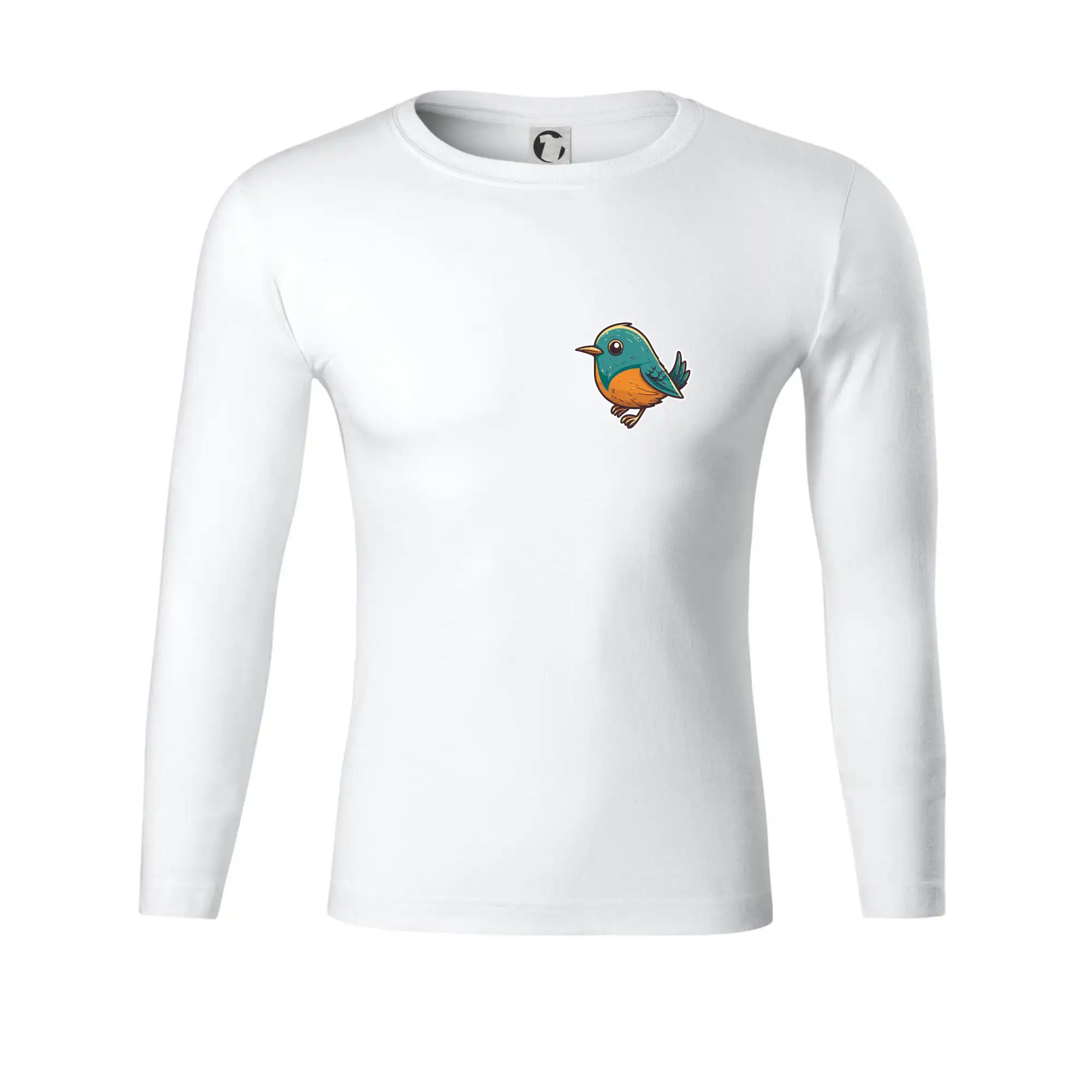 Ptáček kreslený na prsu