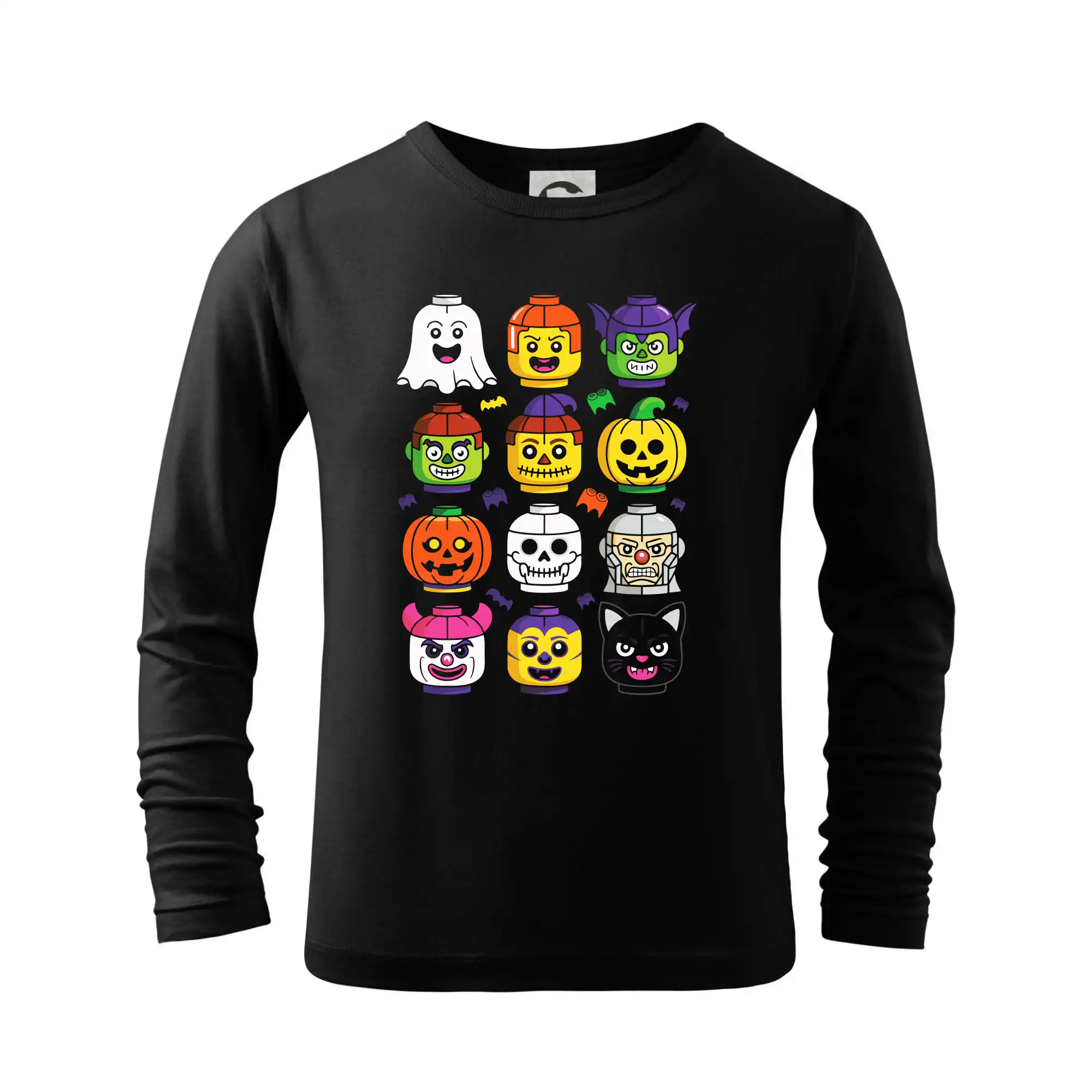 Grafické tričká - Halloweenskej lego hlavy - Tričko detské Long Sleeve
