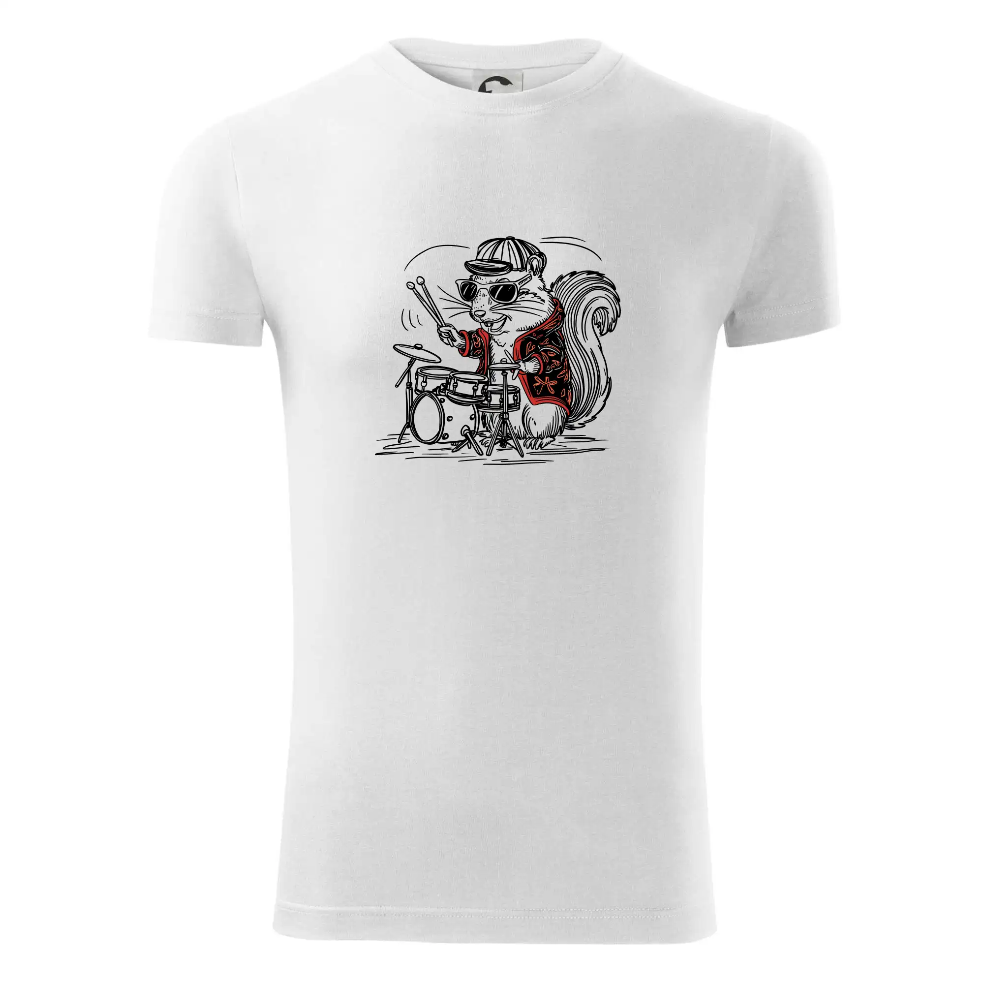 Squirrel playing drums