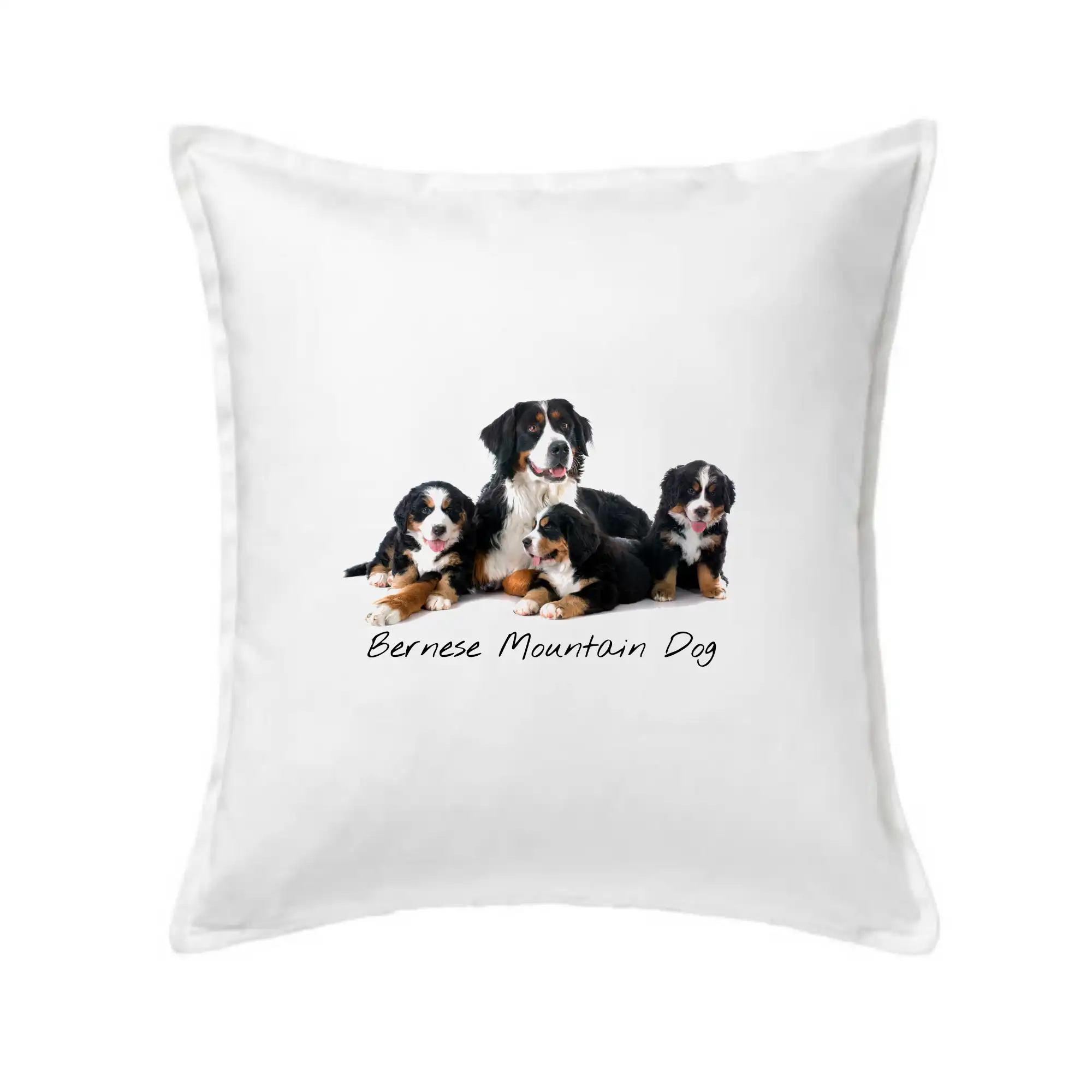 Bernský salašnícky pes na tričku - Bernese mountain dog celá rodina - Vankúš 50x50