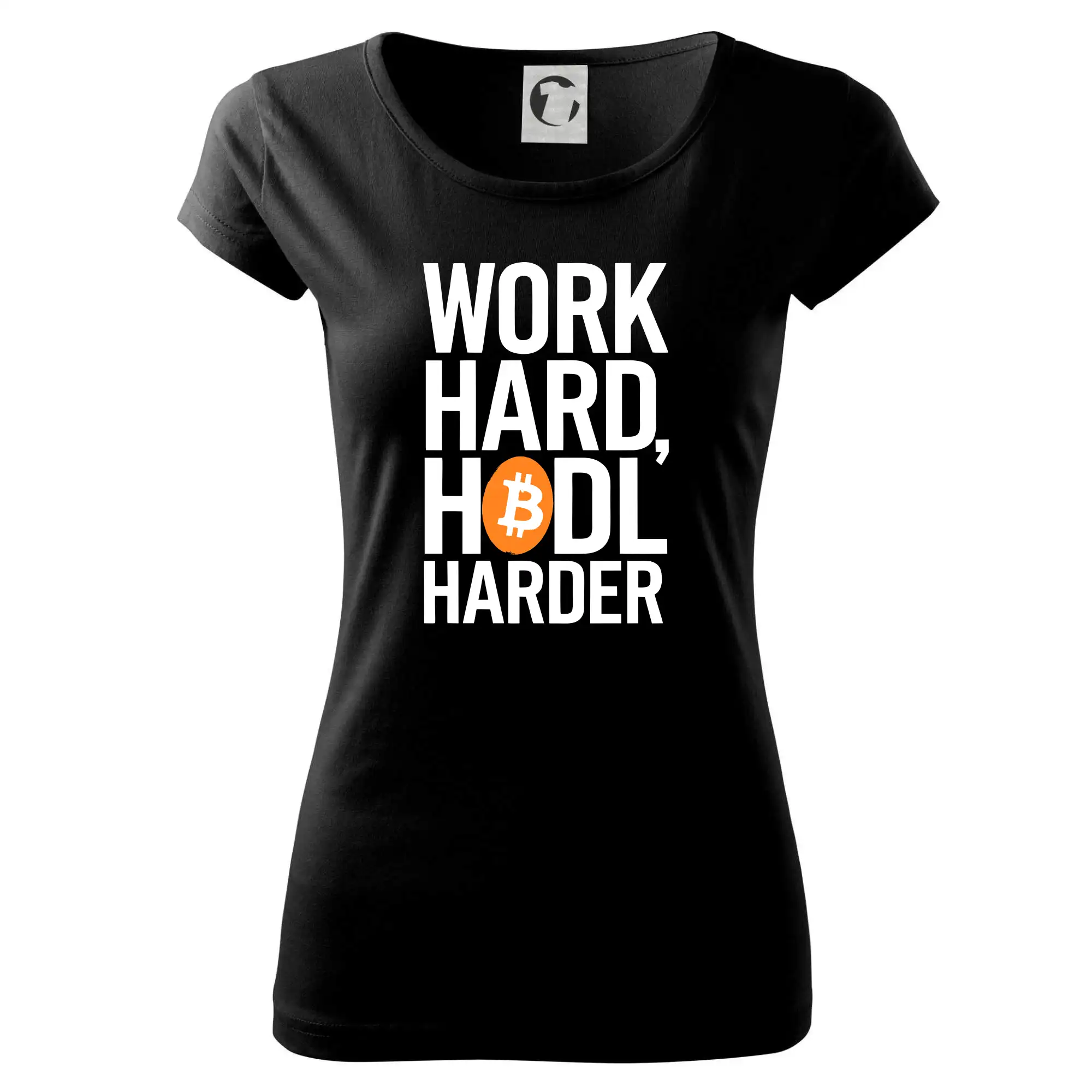 Velký nápis Work Hard, HODL Harder - Dámske tričko Pure