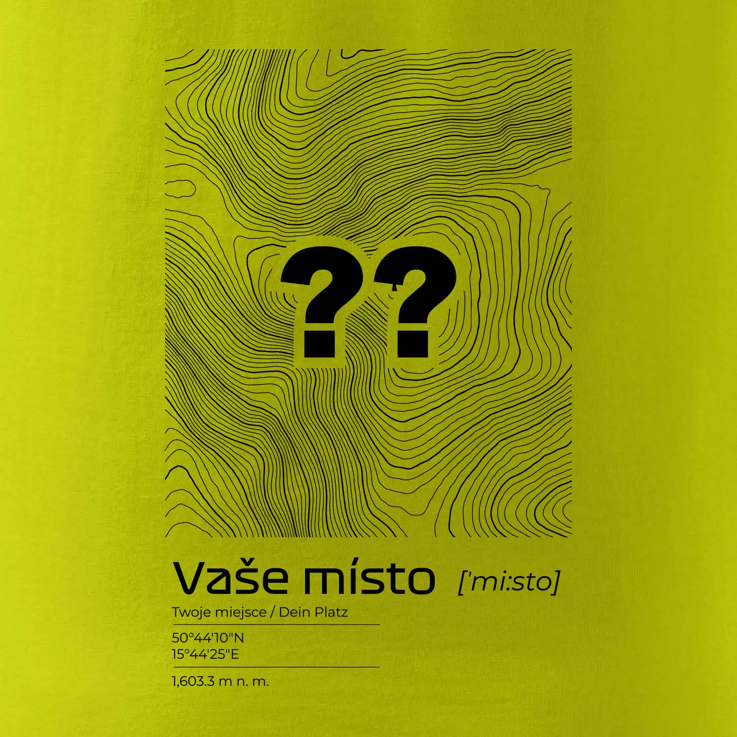 Vaše místo - vrstevnice v obdélníku