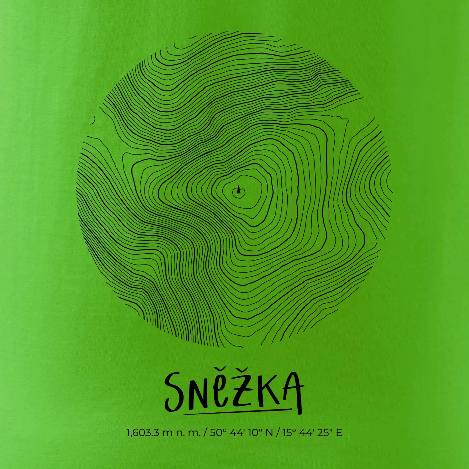 Sněžka - vrstevnice v kruhu