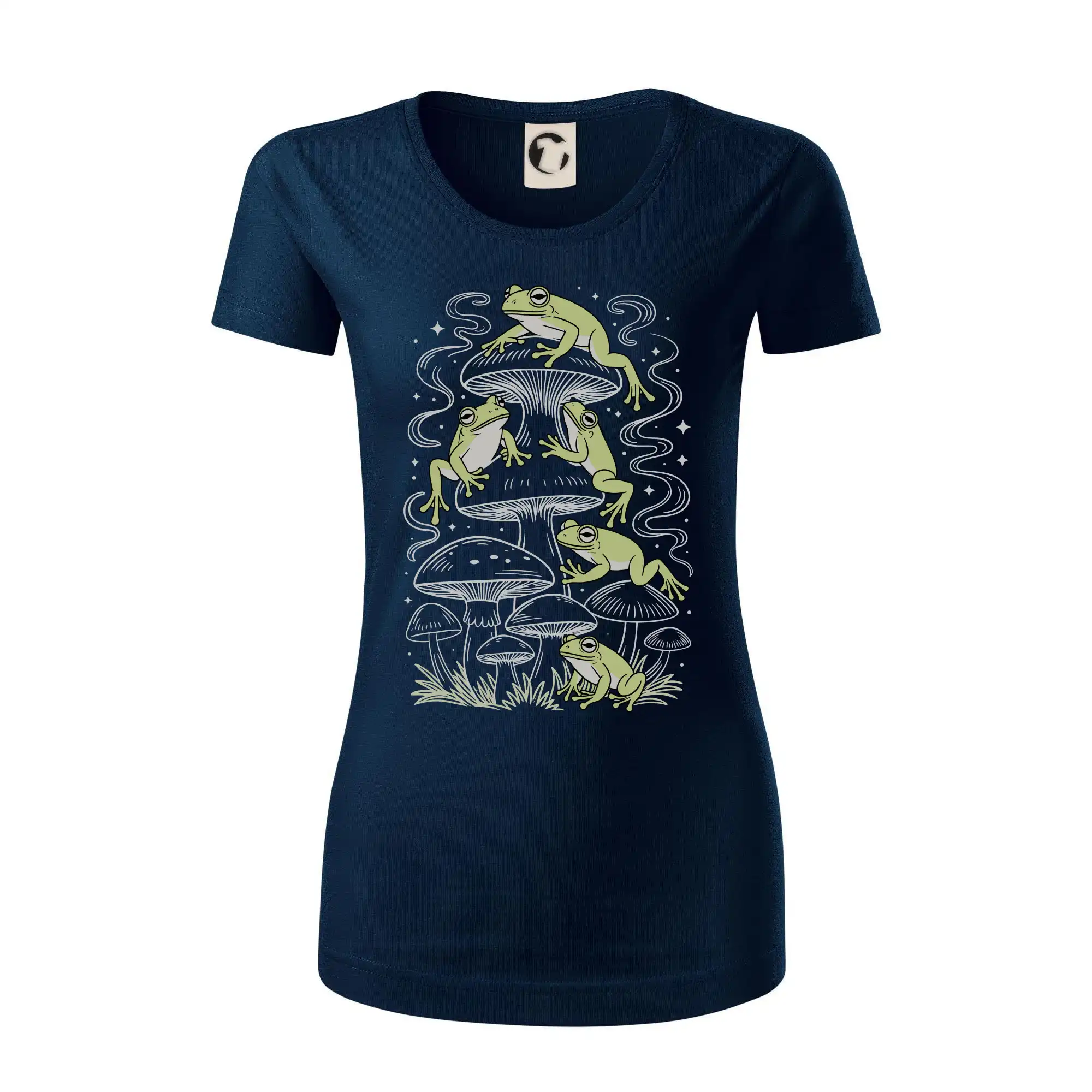 Goblincore frogs and various mushrooms