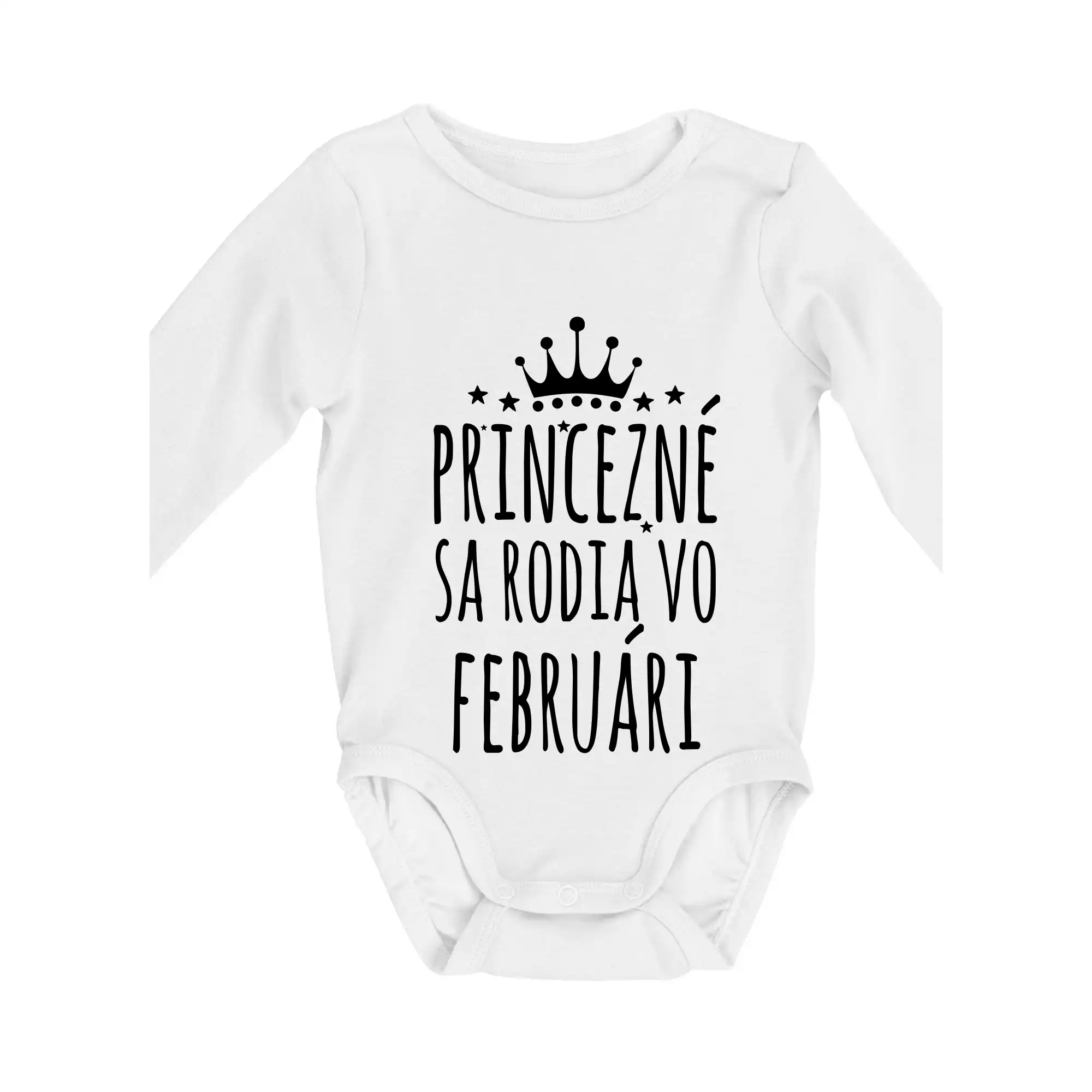 Tričká pre narodené vo februári - Princezné sa rodia vo februári - Body dojčenské s dlhým rukávom