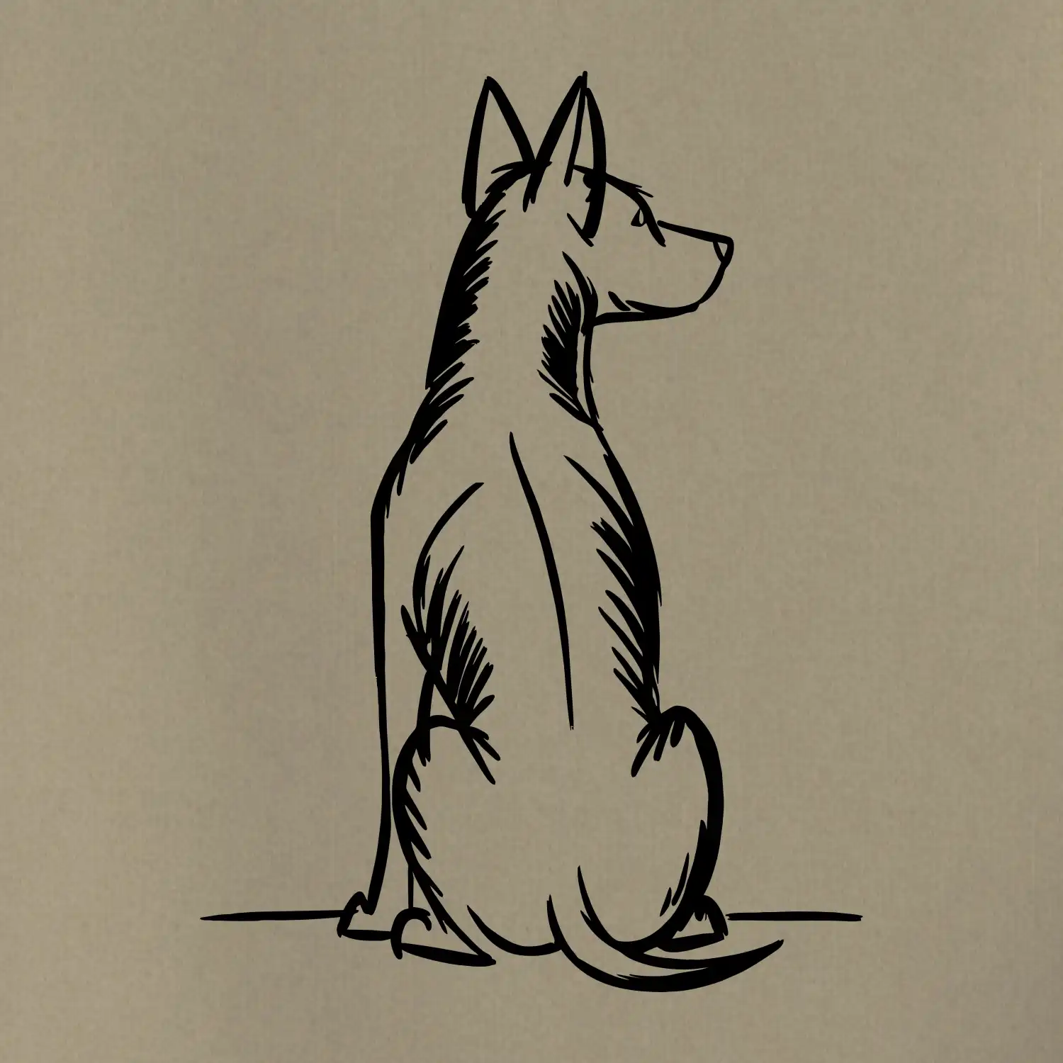 Pes kreslený zezadu