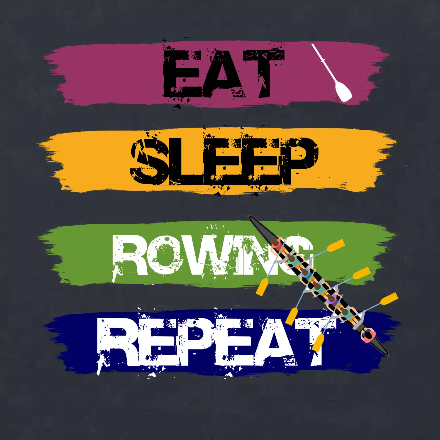 Eat sleep rowing repeat barevné