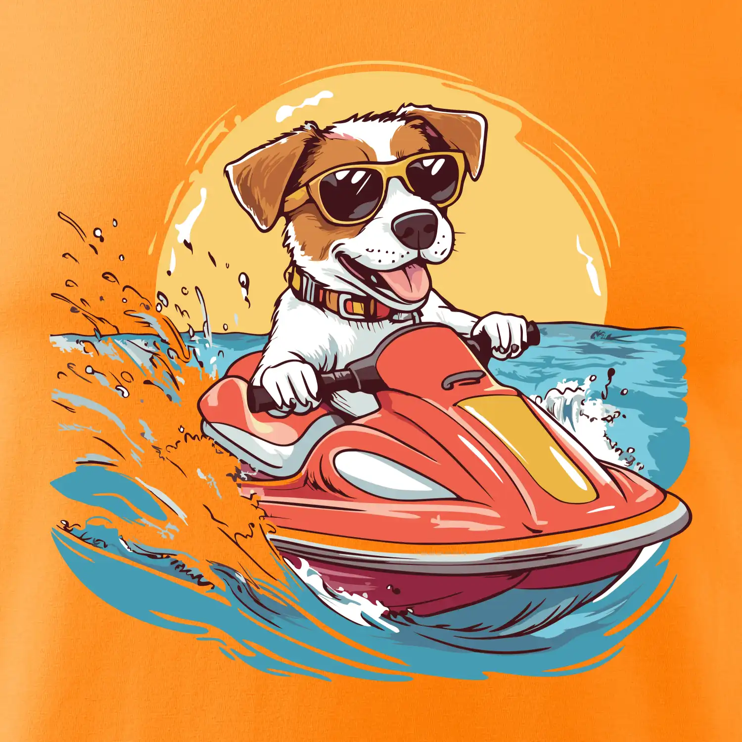 Jack russell teriér na vodním skútru