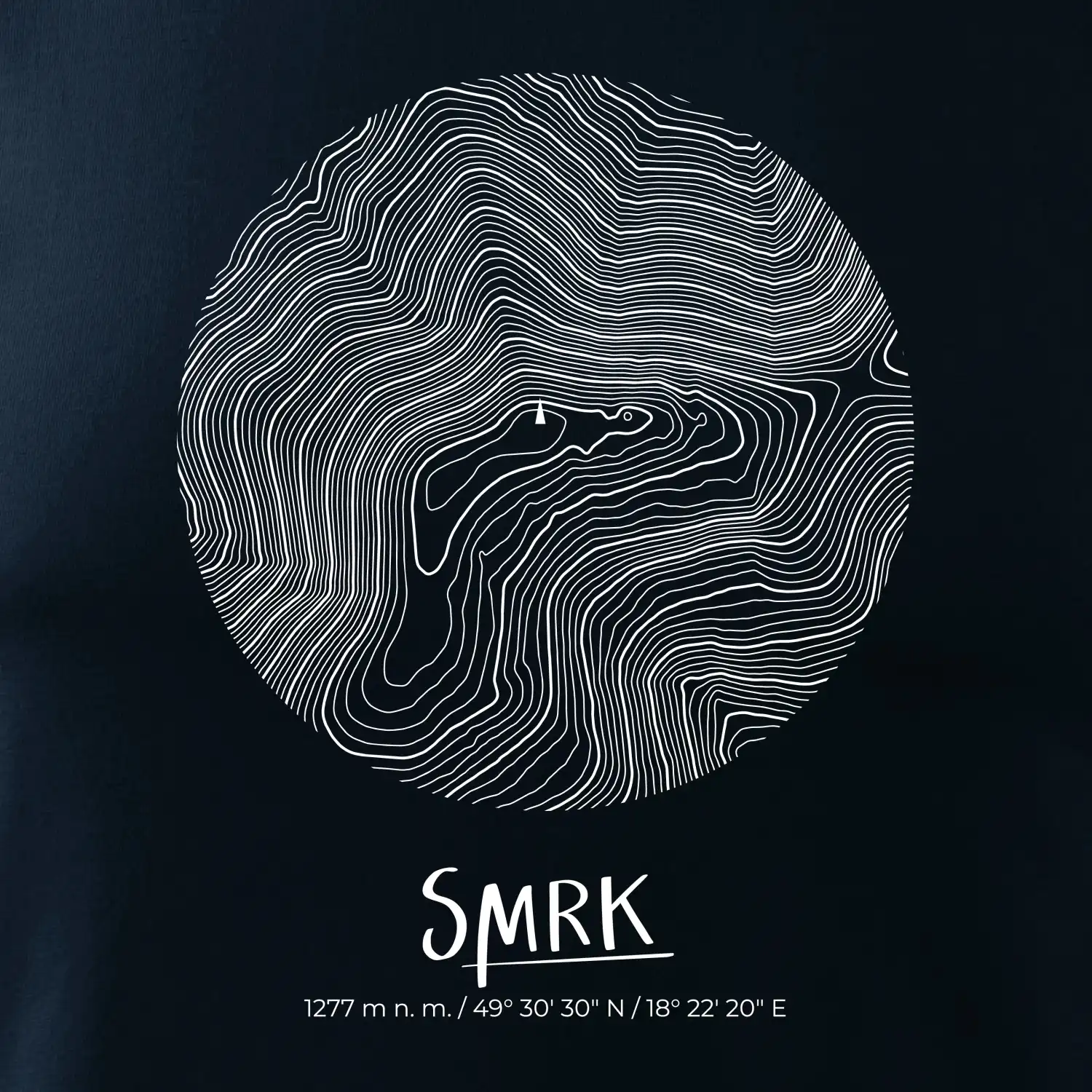 Smrk - vrstevnice v kruhu