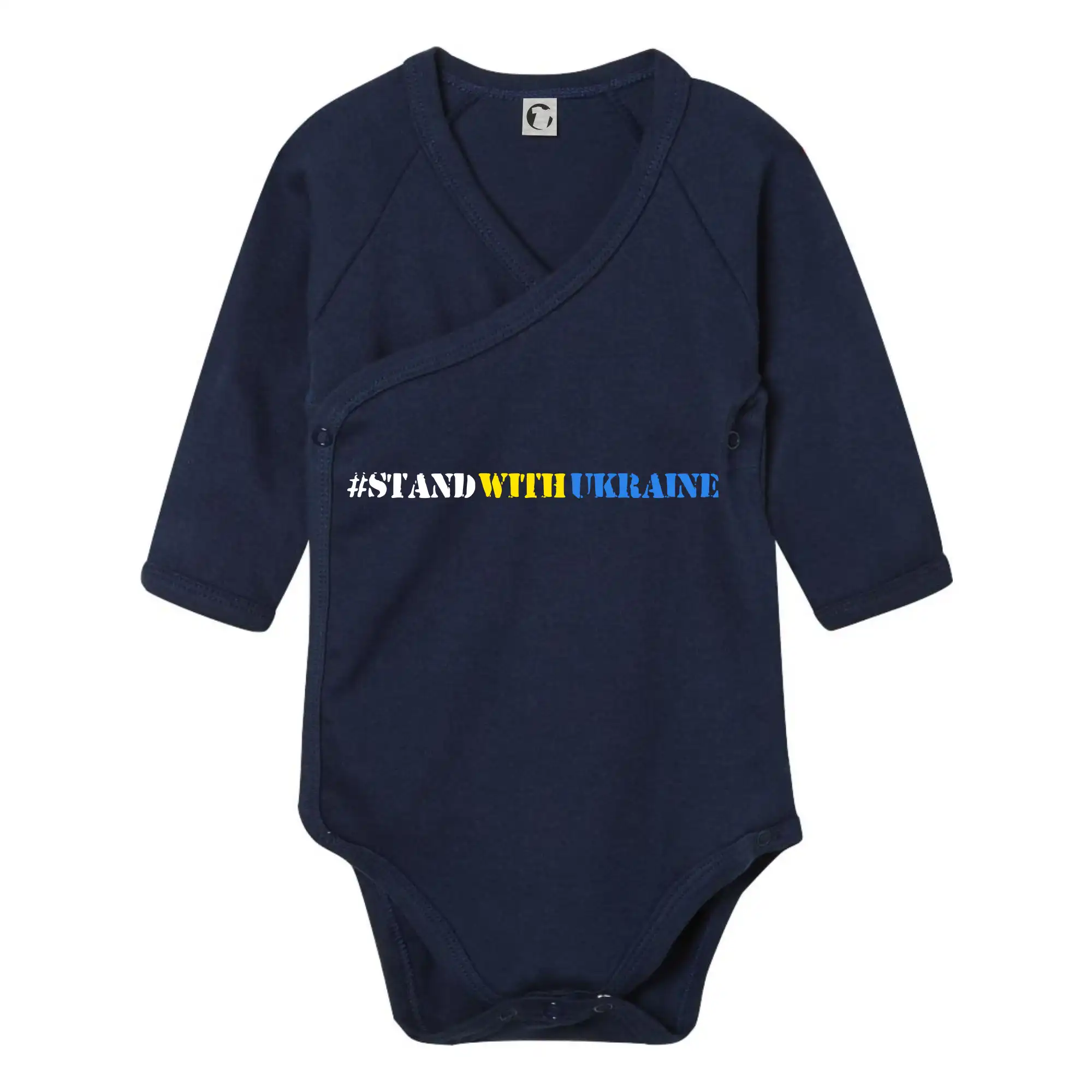 Tričká s vlajkou ukrajiny - #StandWithUkraine - Body zavinovacie s dlhým rukávom