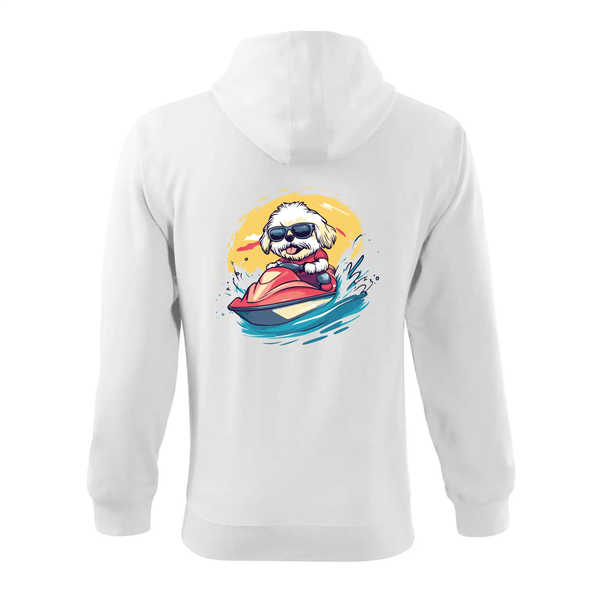 Lhasa Apso na vodním skútru