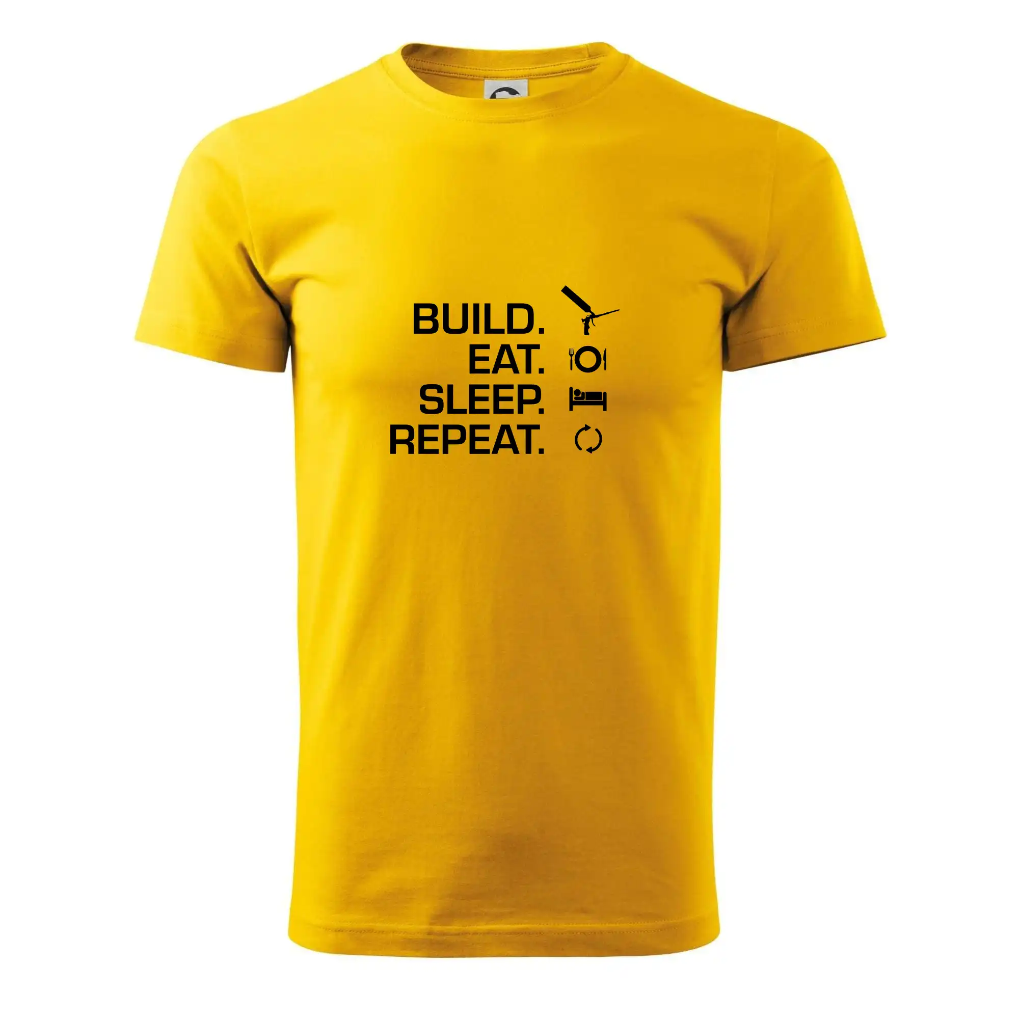 Vtipné tričká pre murárov - Build eat sleep repeat - montážna pena - Pánske tričko nižšej gramáže
