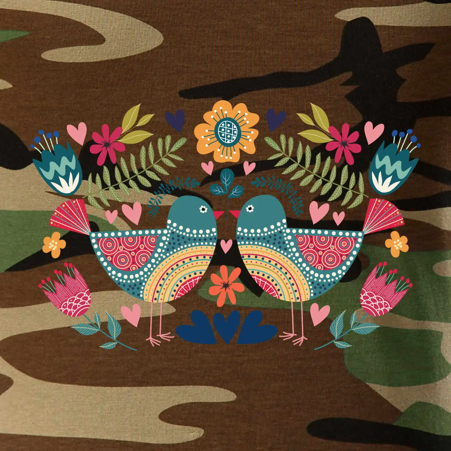 Folklor - dva barevní ptáčci