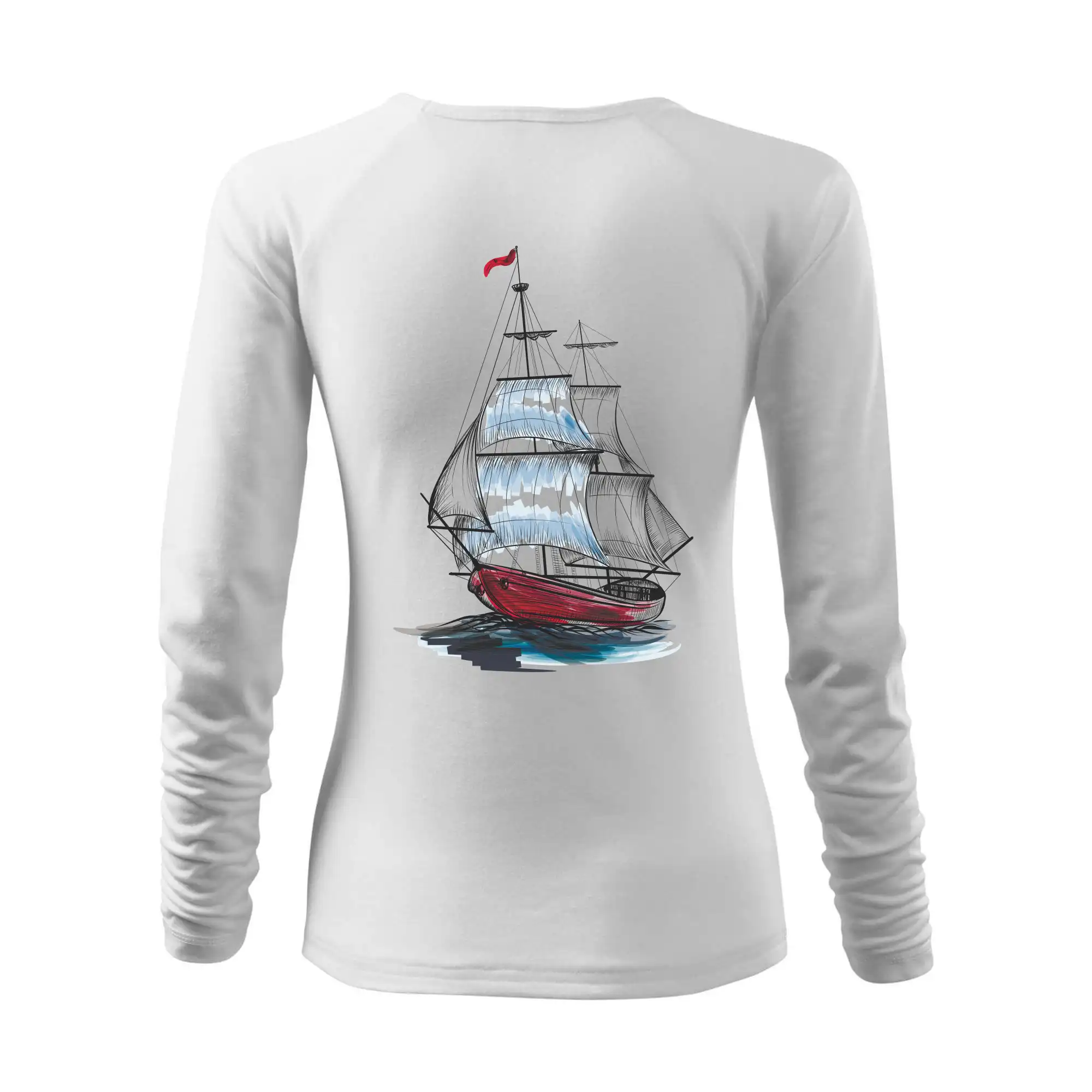 Vodácke tričká - Plachetnica farebná na chrbte - Tričko dámske Elegance