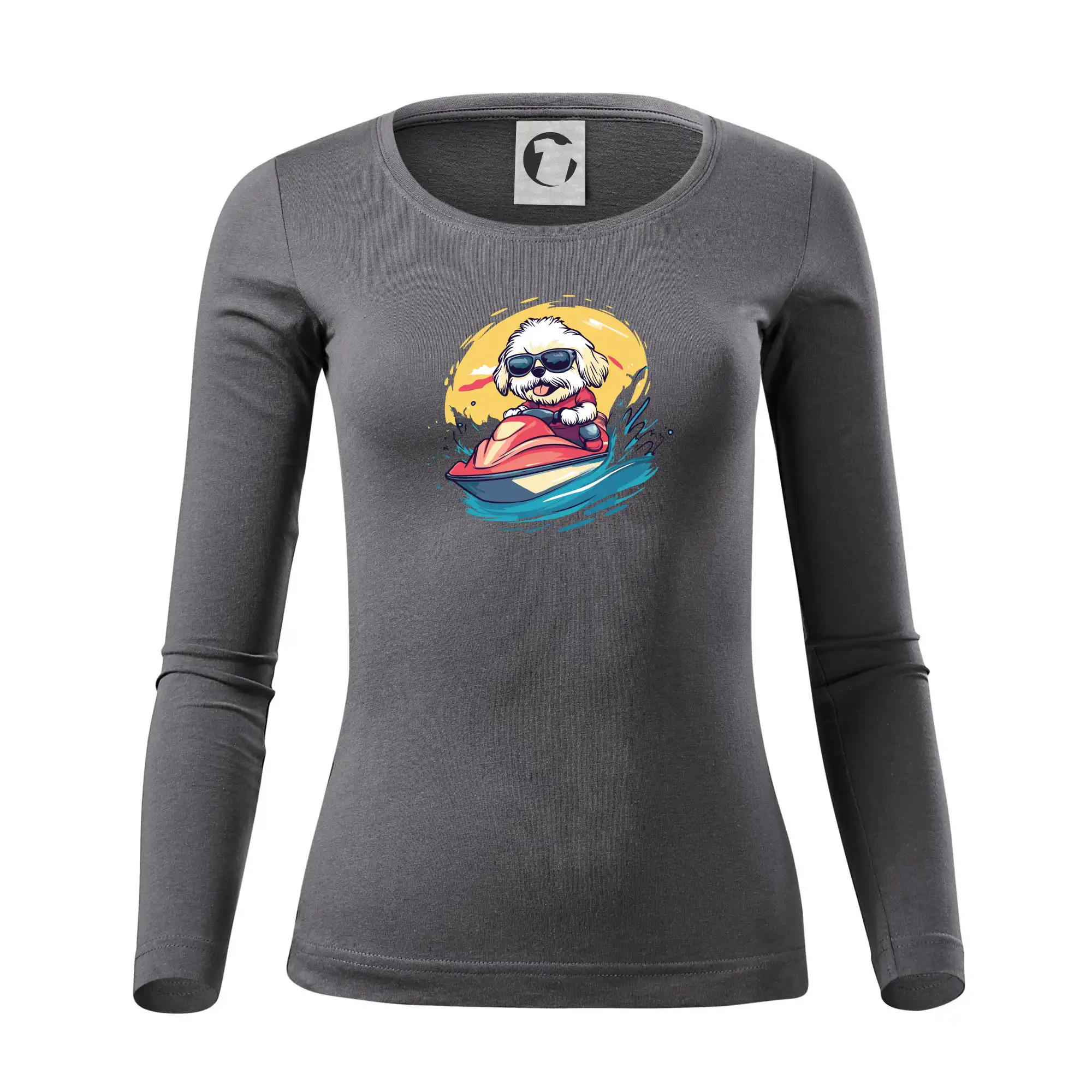 Lhasa Apso na vodním skútru