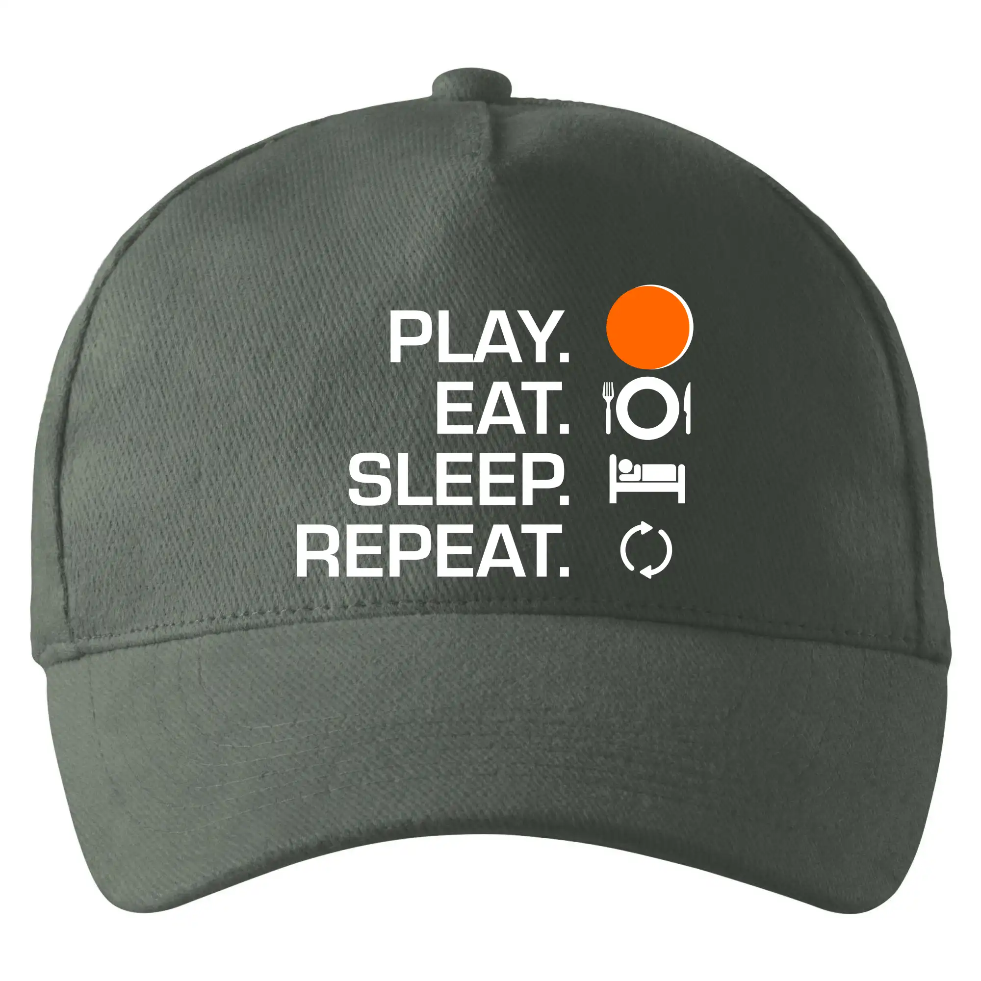 Ostatné športy - Hokejbal - Play eat sleep repeat - Šiltovka so zahnutým šiltom a mosaznou sponou