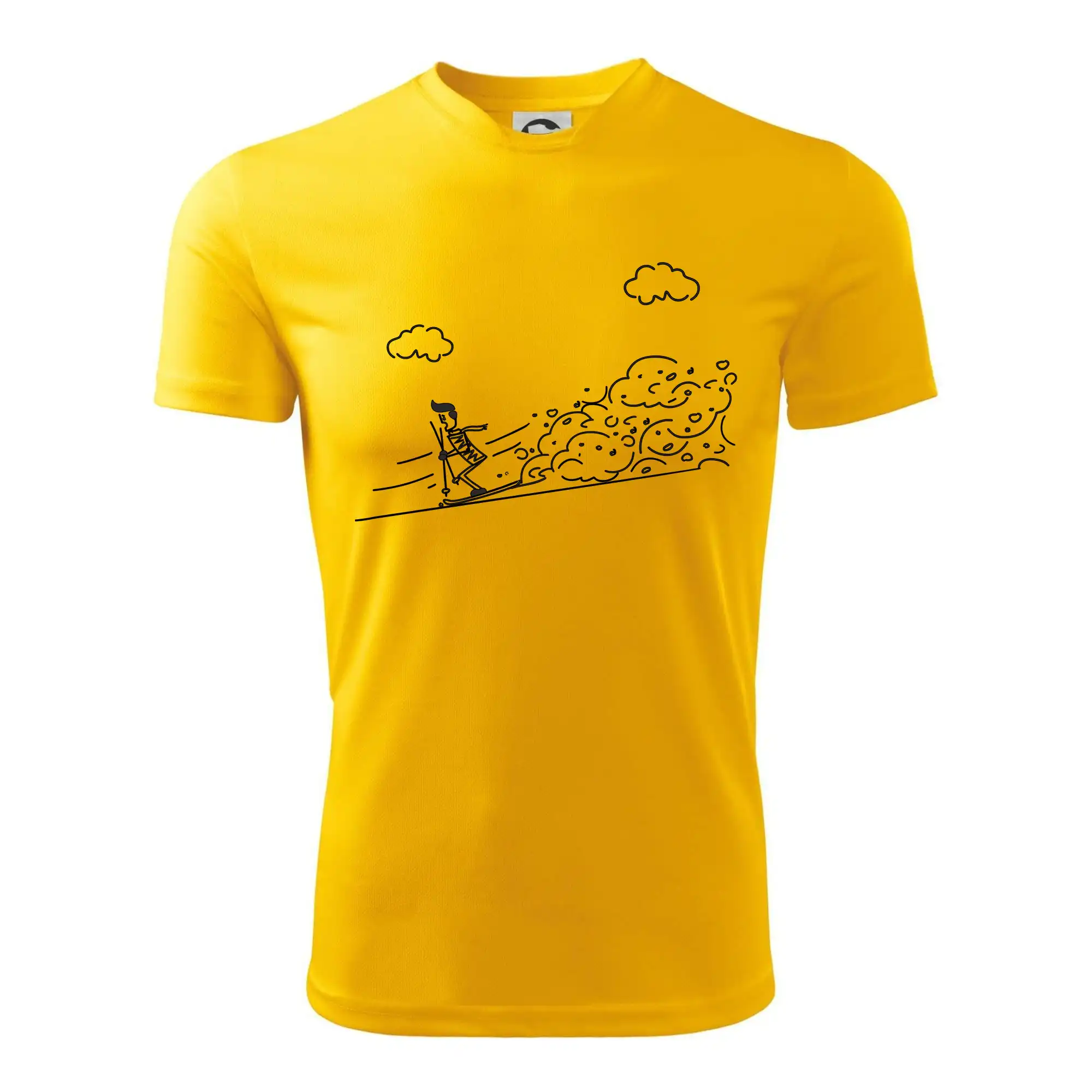 Kreslený lyžař na horách