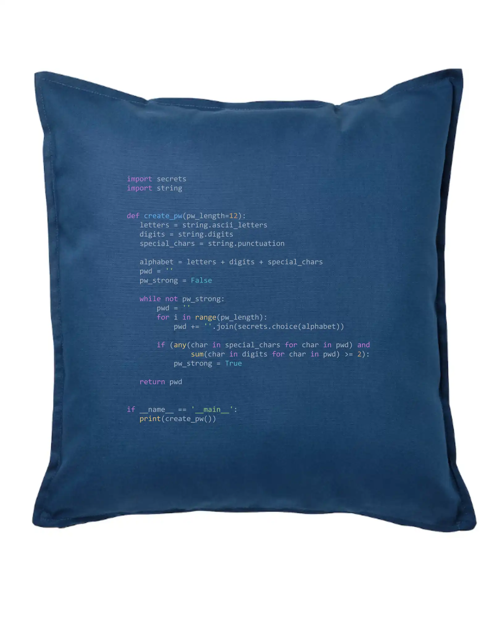 Tričká pre ajťákov - Python Generátor hesiel - Vankúš 50x50