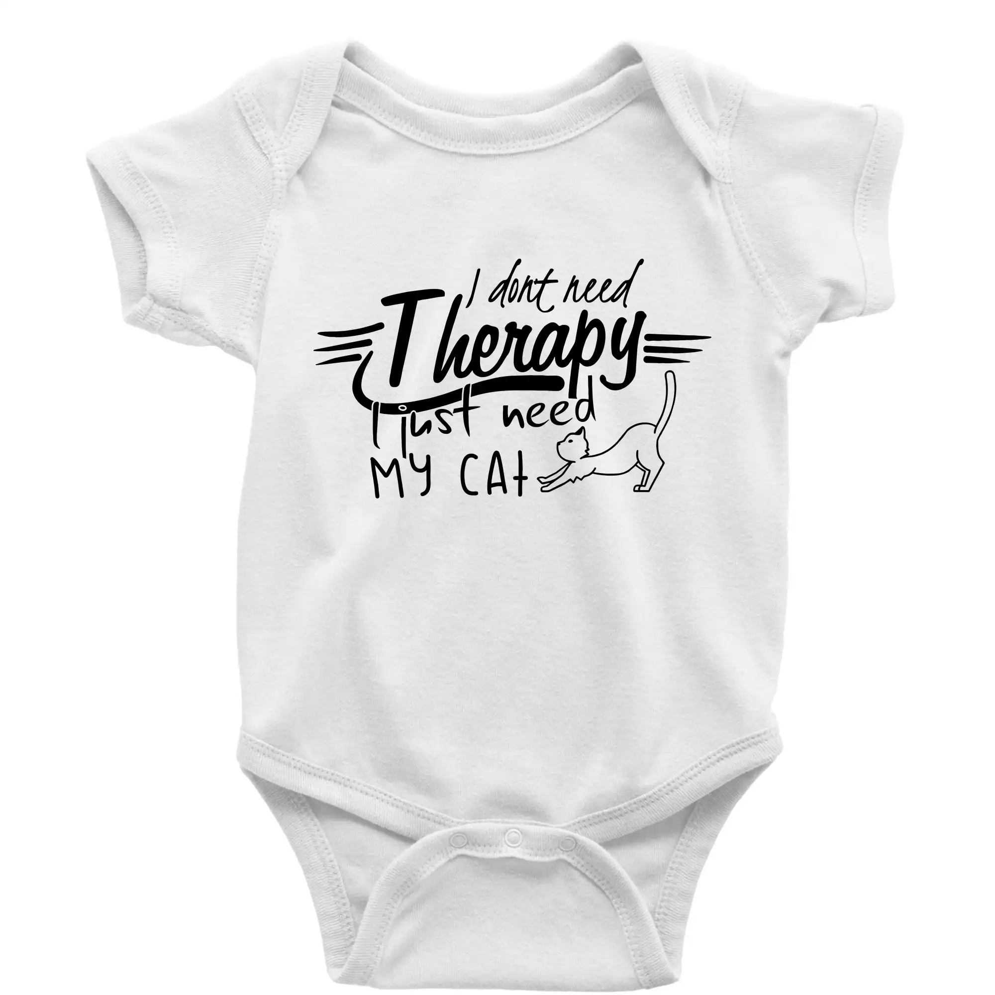 Vtipná tričká s mačkou - I dont need therapy - i need my cat - Body dojčenské s krátkym rukávom