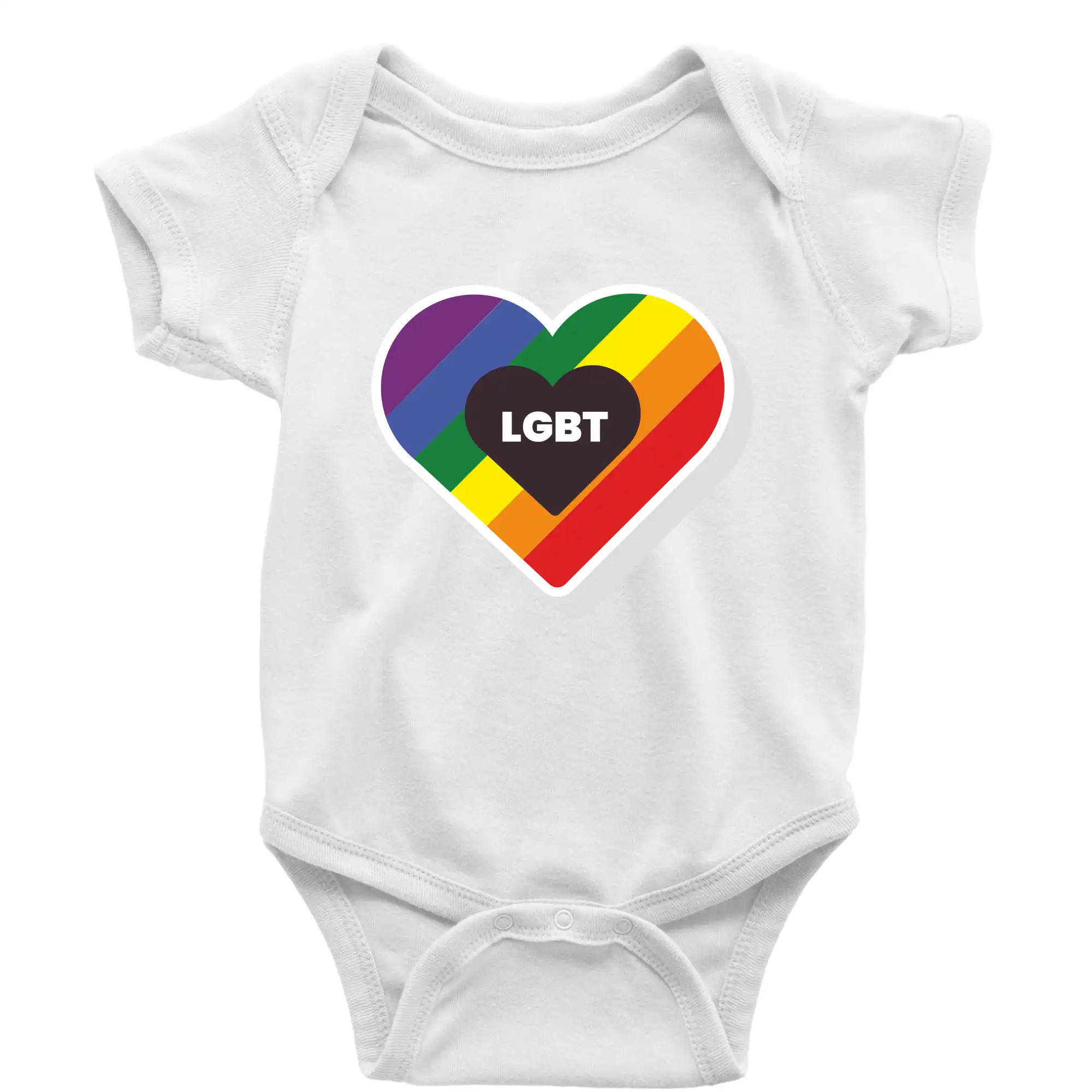 Tričká pre LGBT a Queer komunitu - LGBT srdce dúhové - Body dojčenské s krátkym rukávom