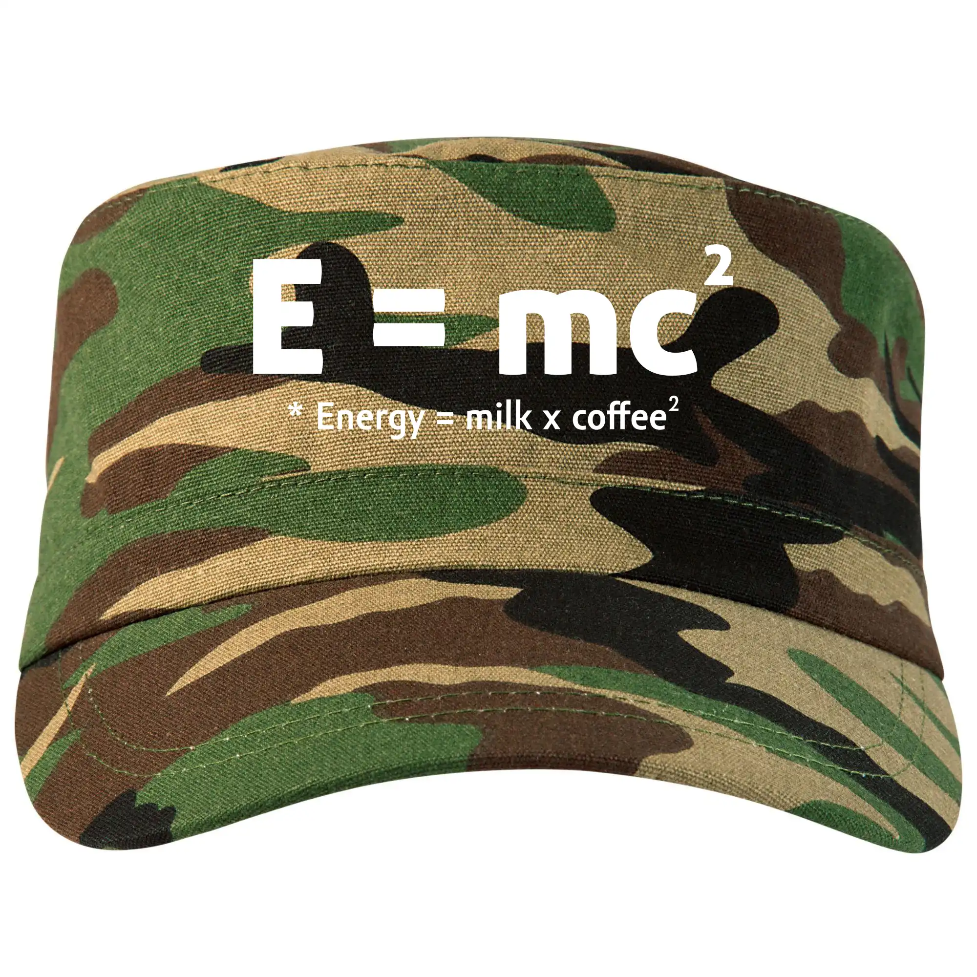 Grafické tričká - e = mc2 - coffee milk - Šiltovka CAMO