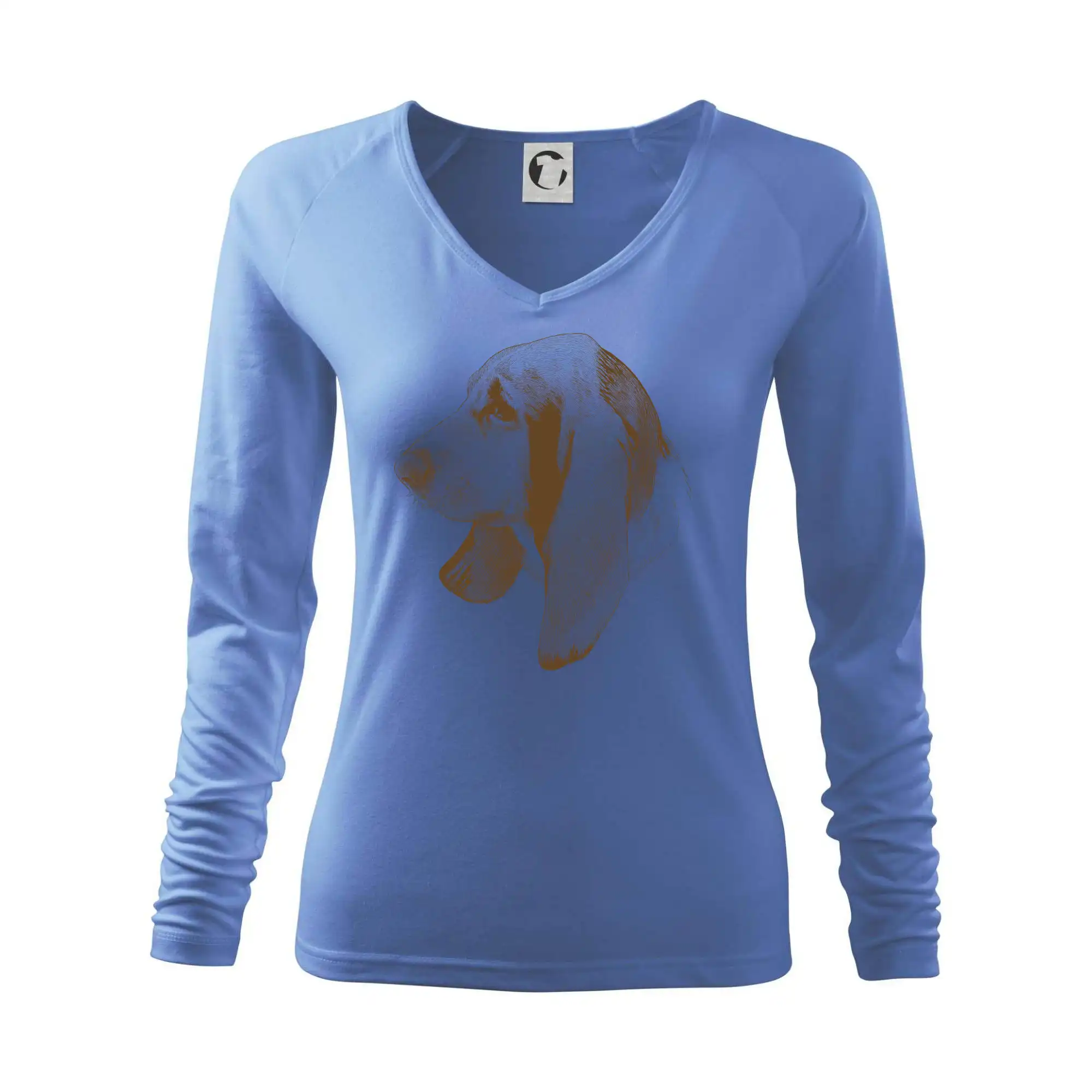 Ostatné psie plemená - Basset - kreslená hlava - Tričko dámske Elegance