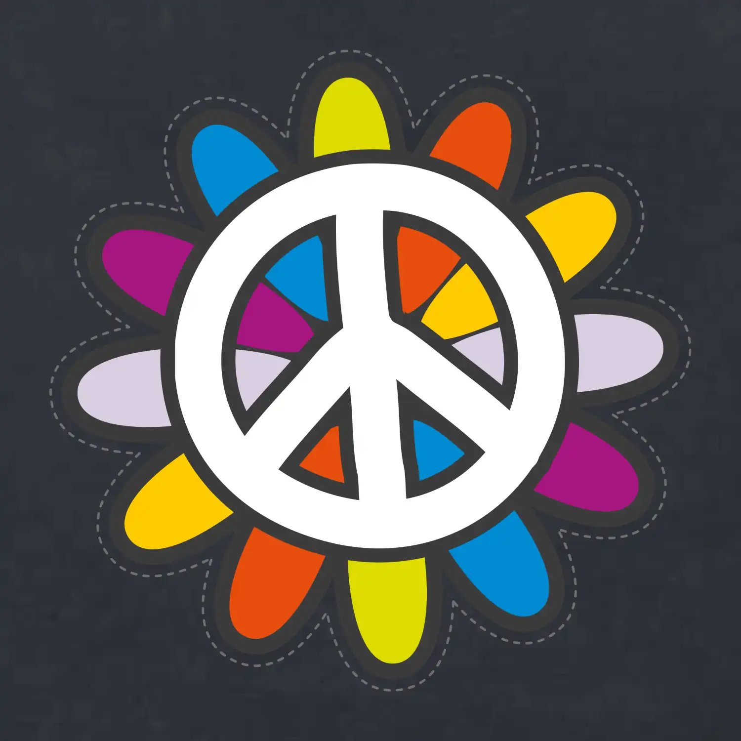 Peace symbol s kreslenou květinou