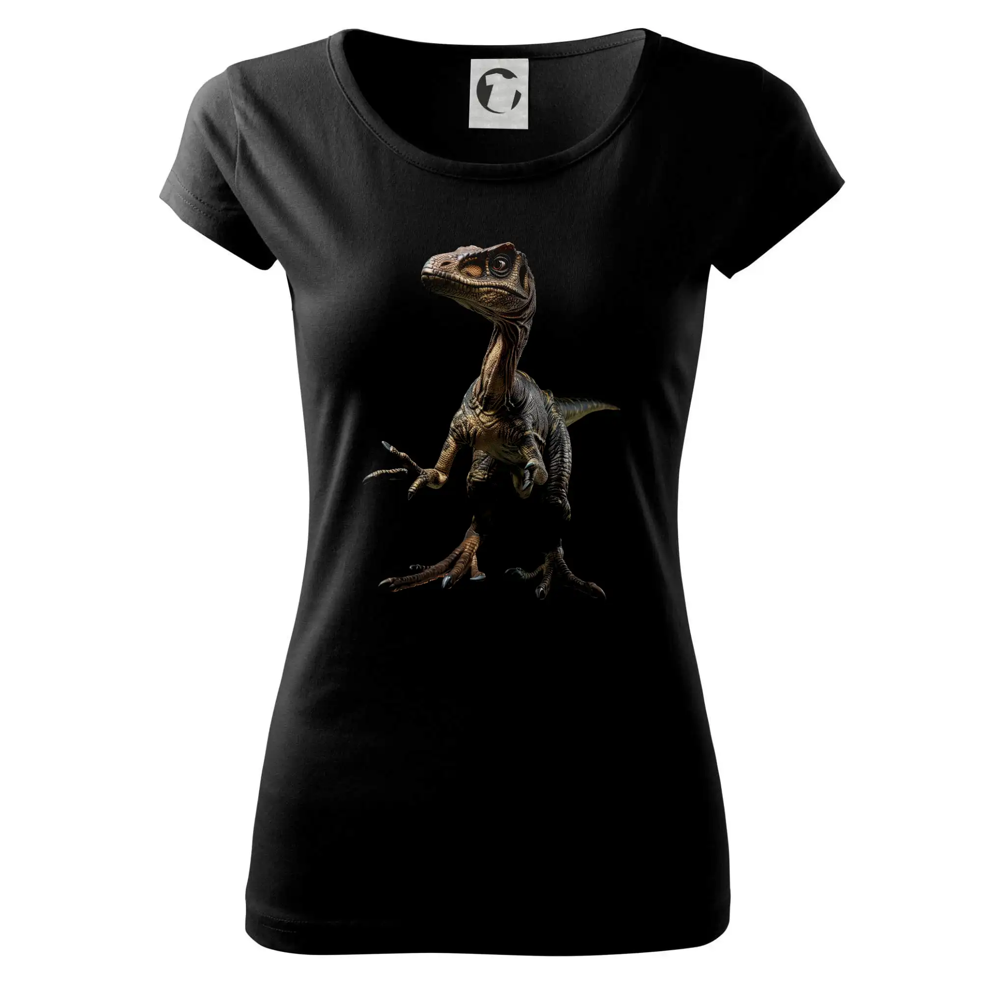 Tričká so zvieratami - Velociraptor čierna fotka - Dámske tričko Pure