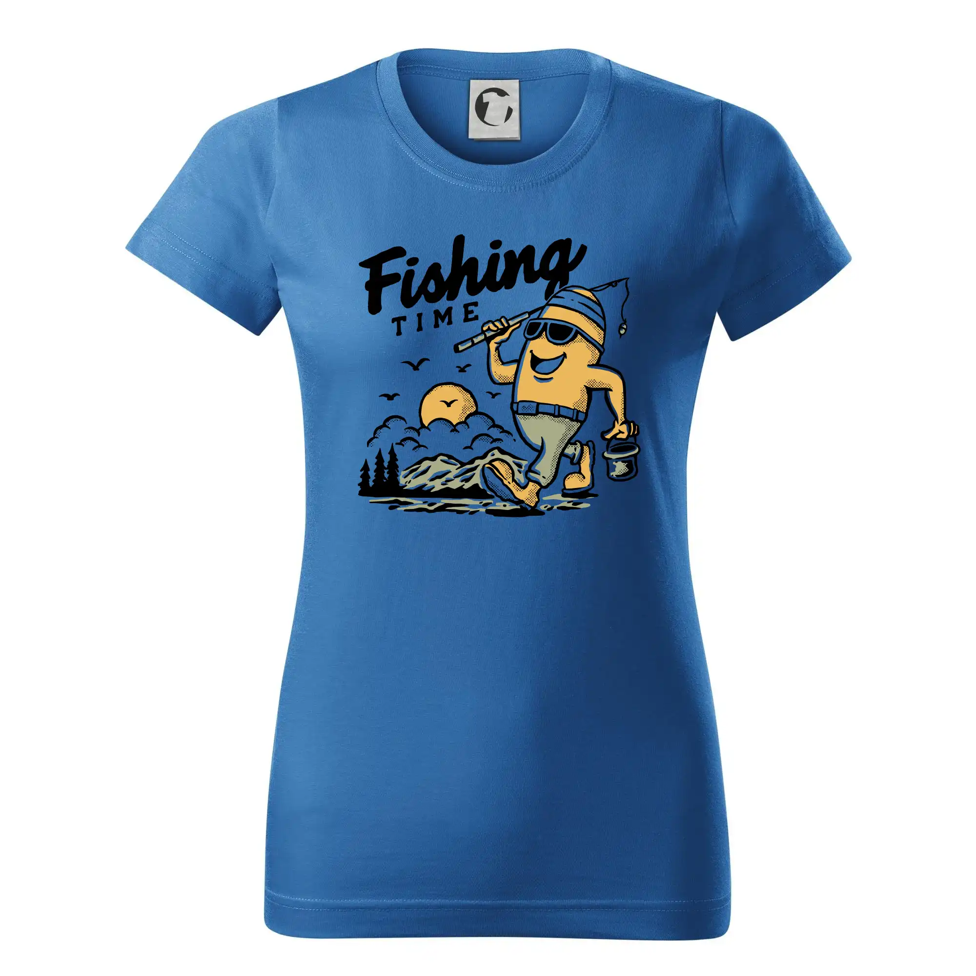 Tričká pre rybárov s potlačou - Fishing Time na výlete - Dámske tričko basic - ľahko voľnejšie a dlhšie