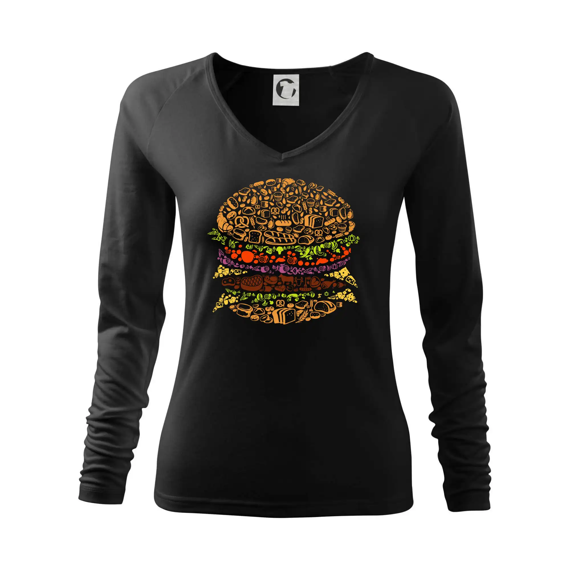 Tričká a zástery na grilovanie - Burger - nákres z ikon - Tričko dámske Elegance