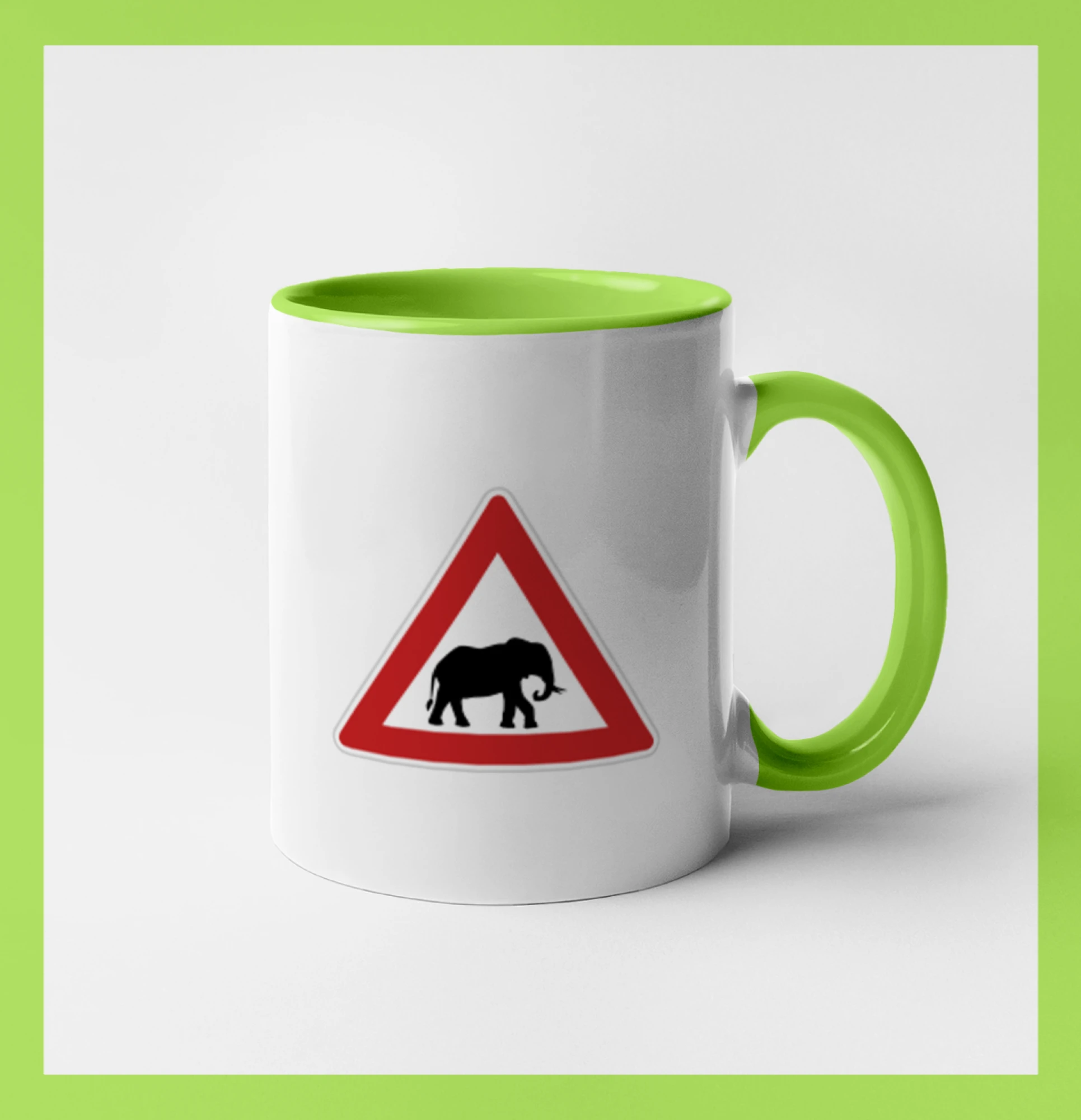 Tričká s obrázkami dopravných značiek - Dopravná značka - Pozor slon - Hrnček 