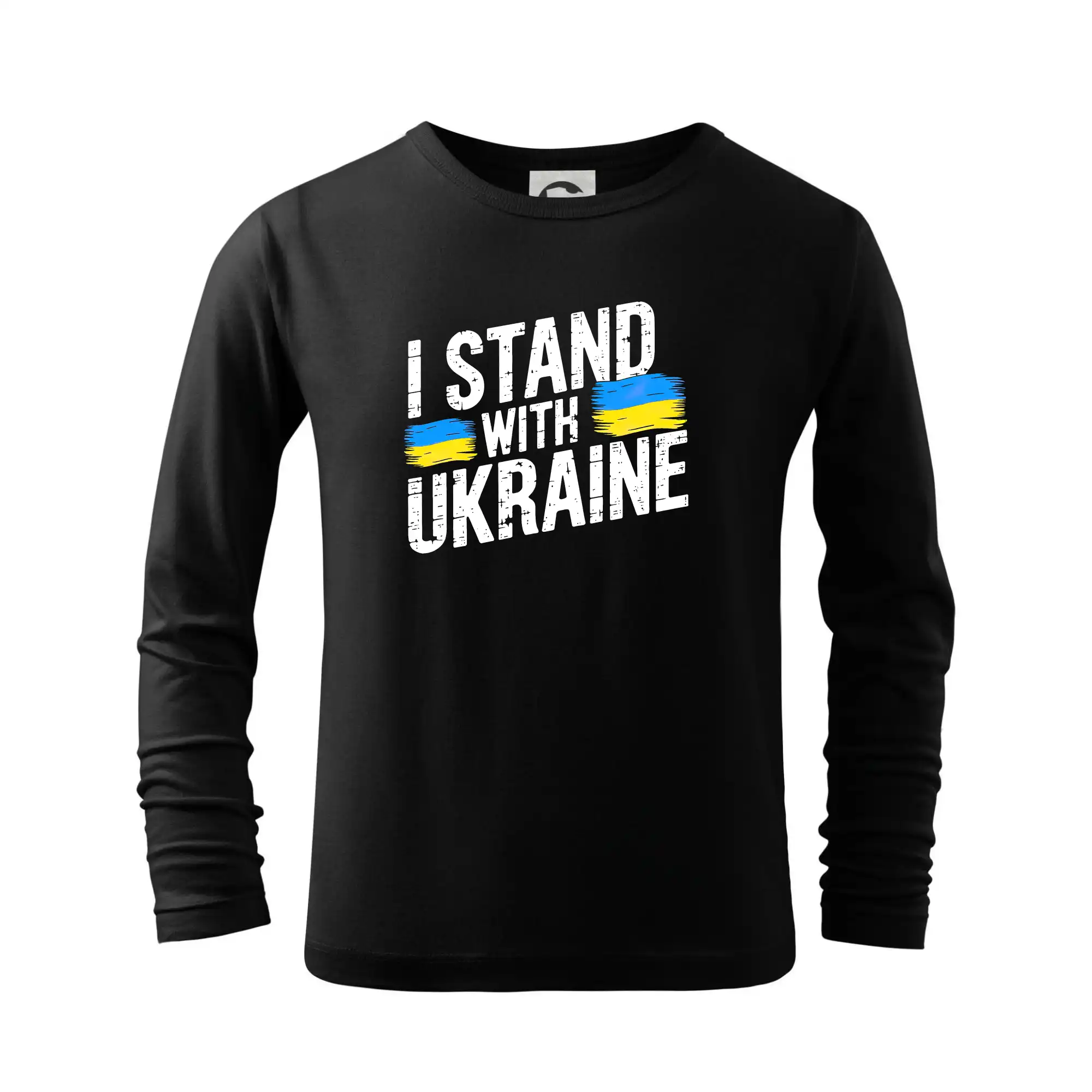 Tričká s vlajkou ukrajiny - I stand with ukraine tlačiaci nápis - Tričko detské Long Sleeve